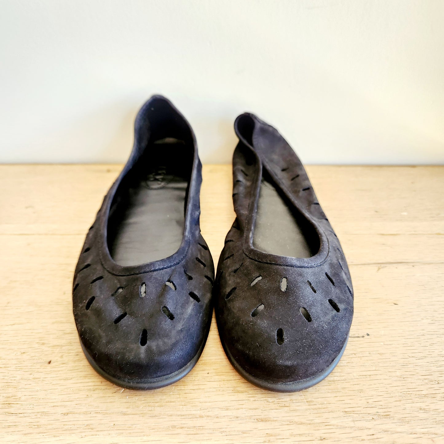 The Flexx Black Suede Perforated Flats - size 9