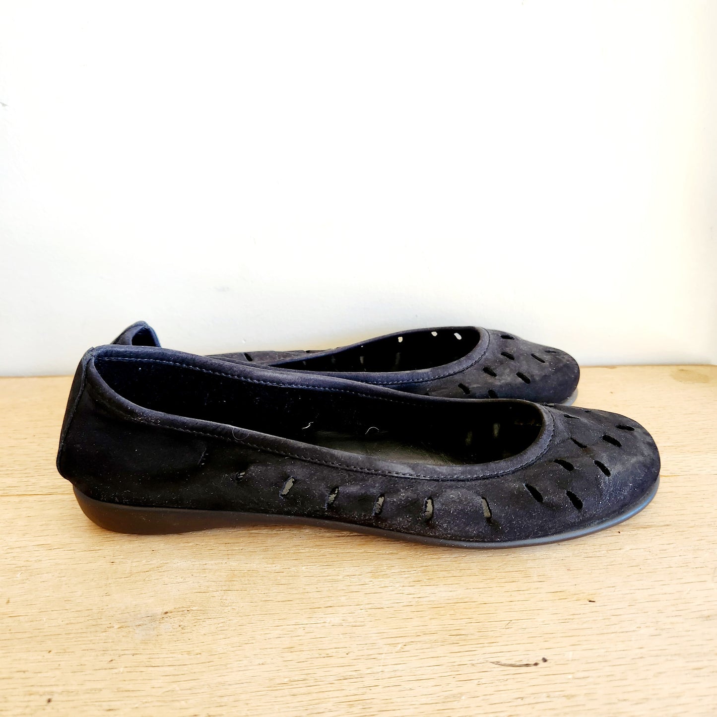 The Flexx Black Suede Perforated Flats - size 9
