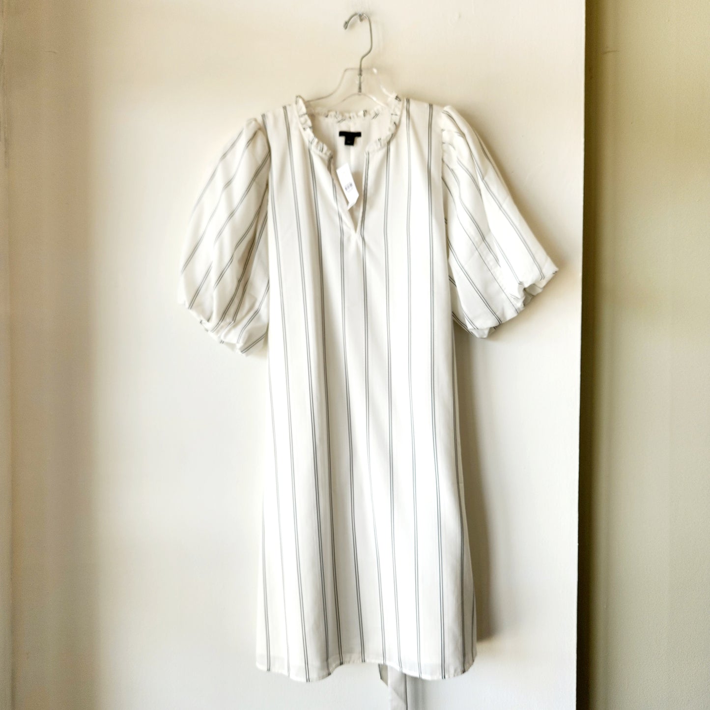 Ann Taylor Factory Pinstripe Dress with Puff Sleeves - L - New