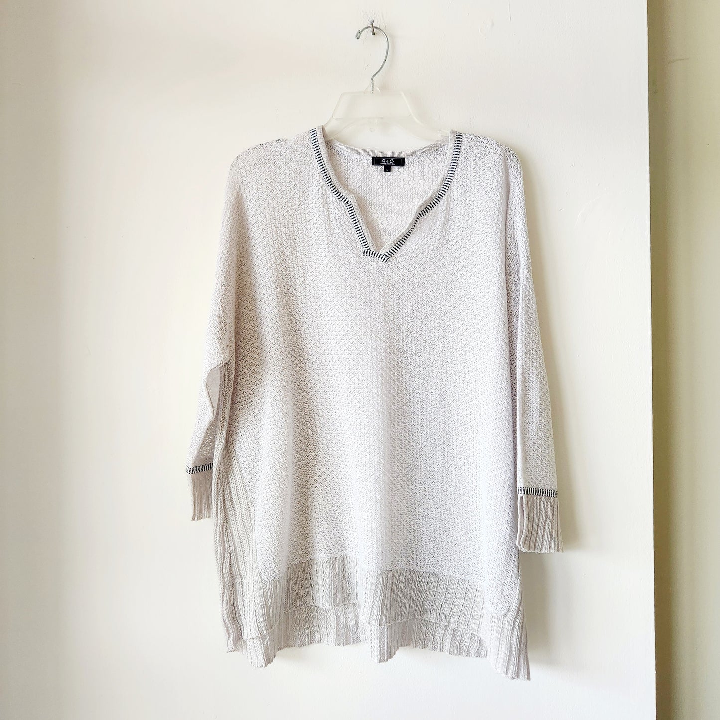 G & C 100% Linen Open Knit Oversized Sweater - L