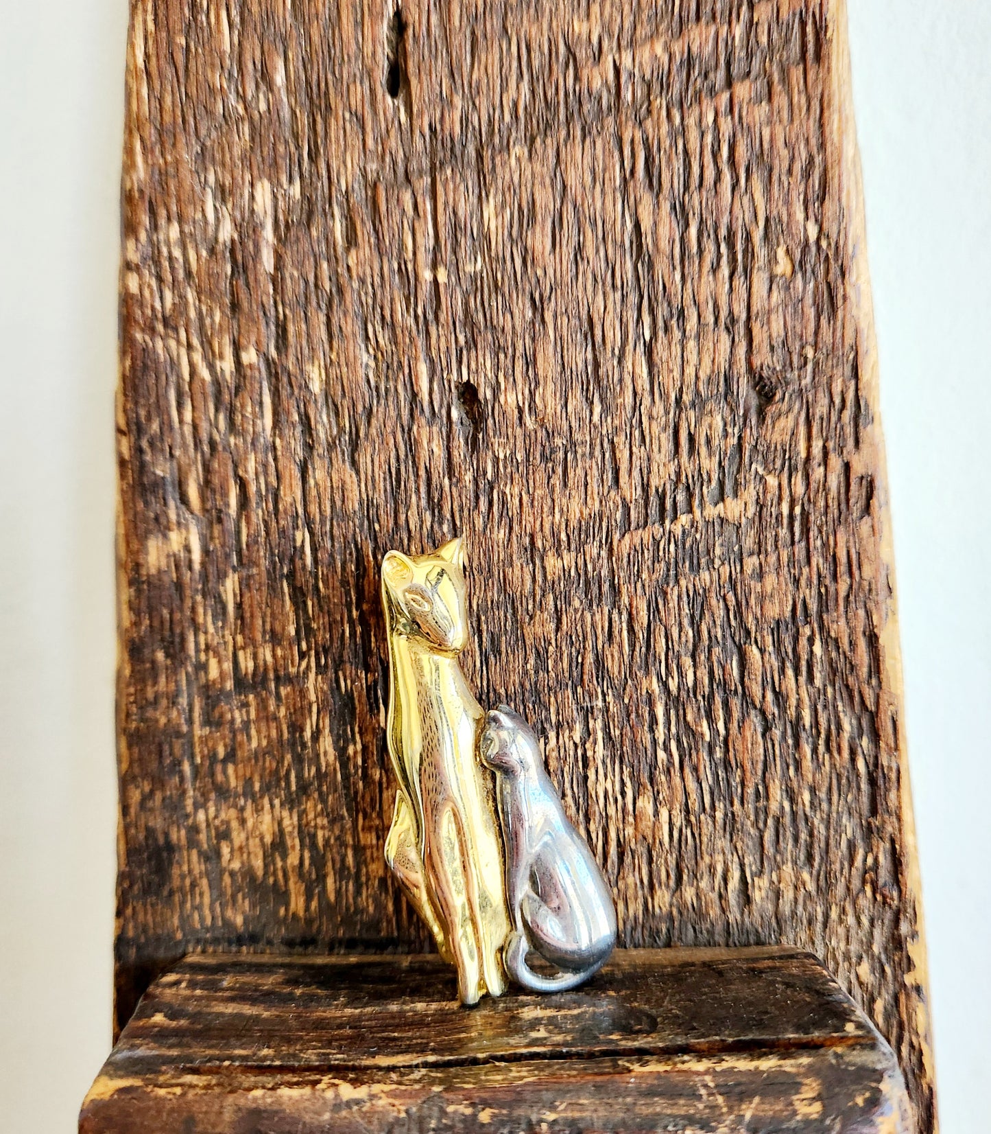 Mixed Metals Cat & Kitten Pin