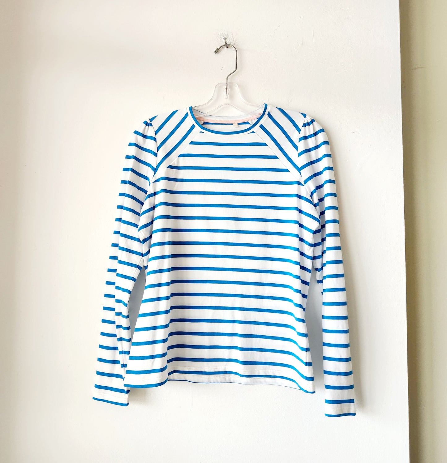 Boden Jersey Striped Top with Puff Sleeve - size 8