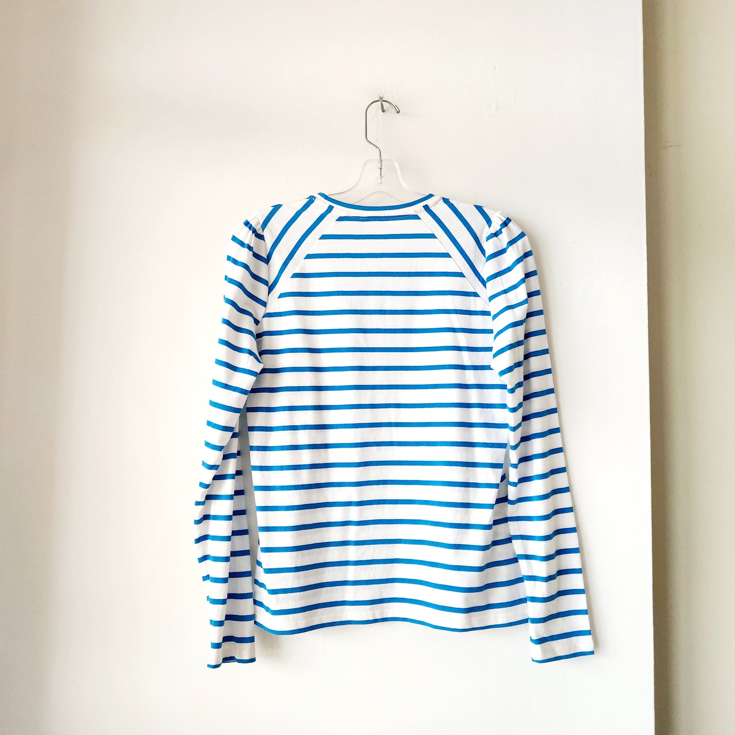 Boden Jersey Striped Top with Puff Sleeve - size 8