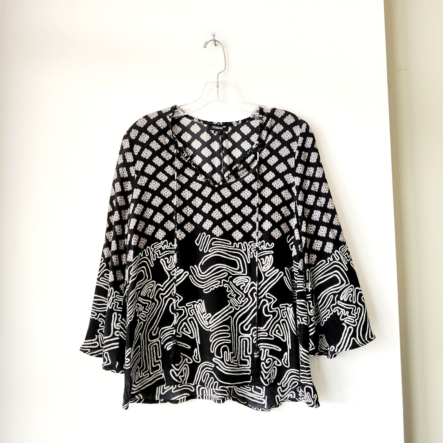 Tolani 100% Silk Top with Tie - XS