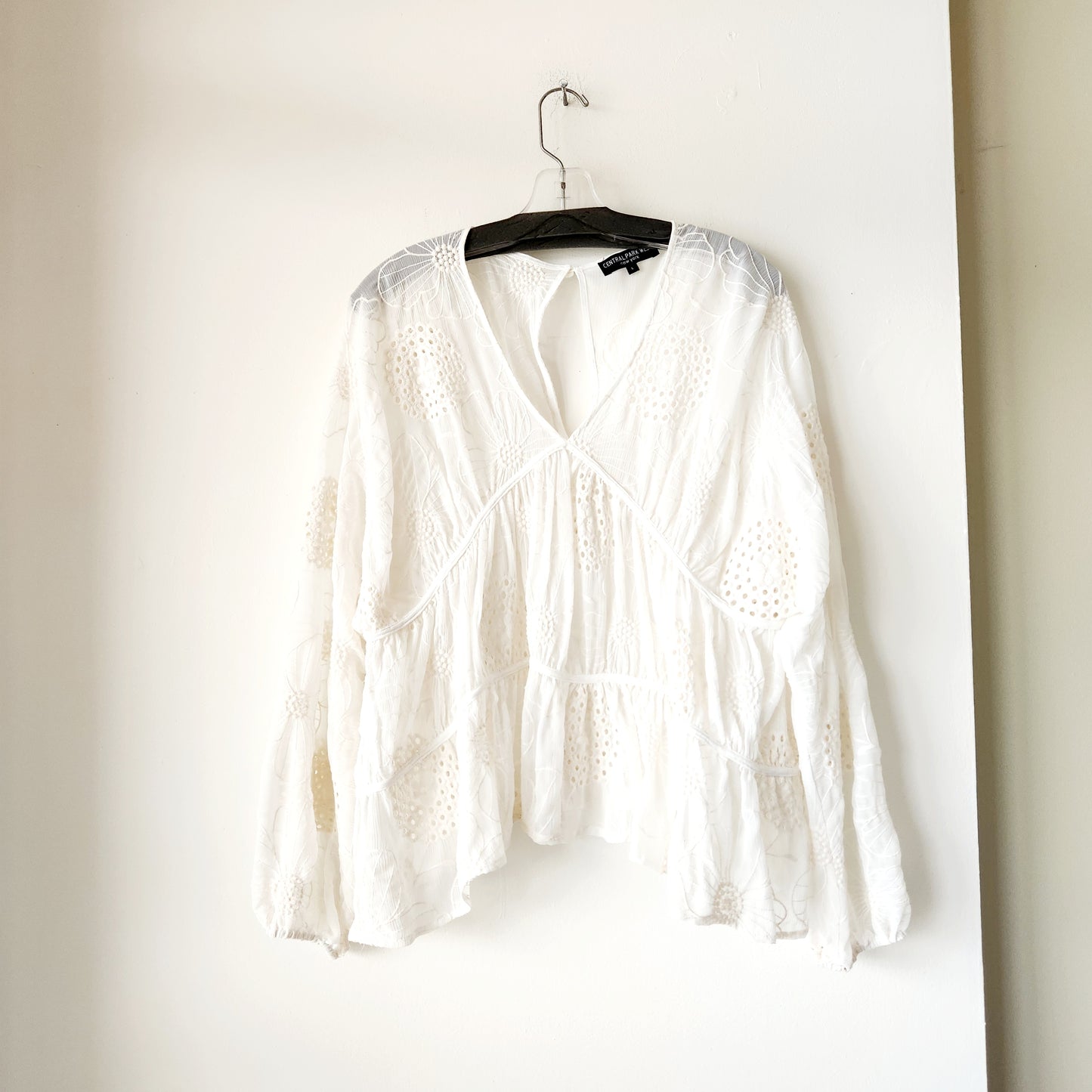 Central Park West Tiered Flowy Eyelet Top - L