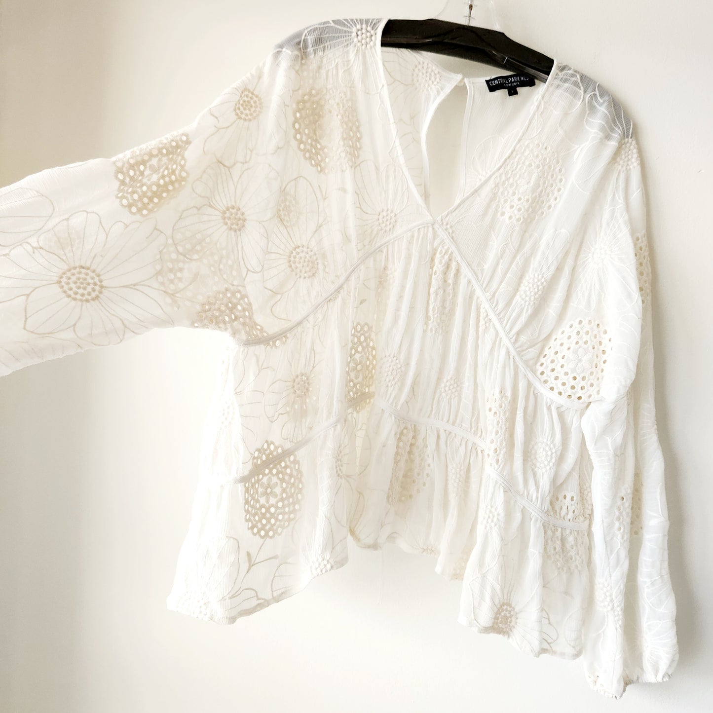 Central Park West Tiered Flowy Eyelet Top - L