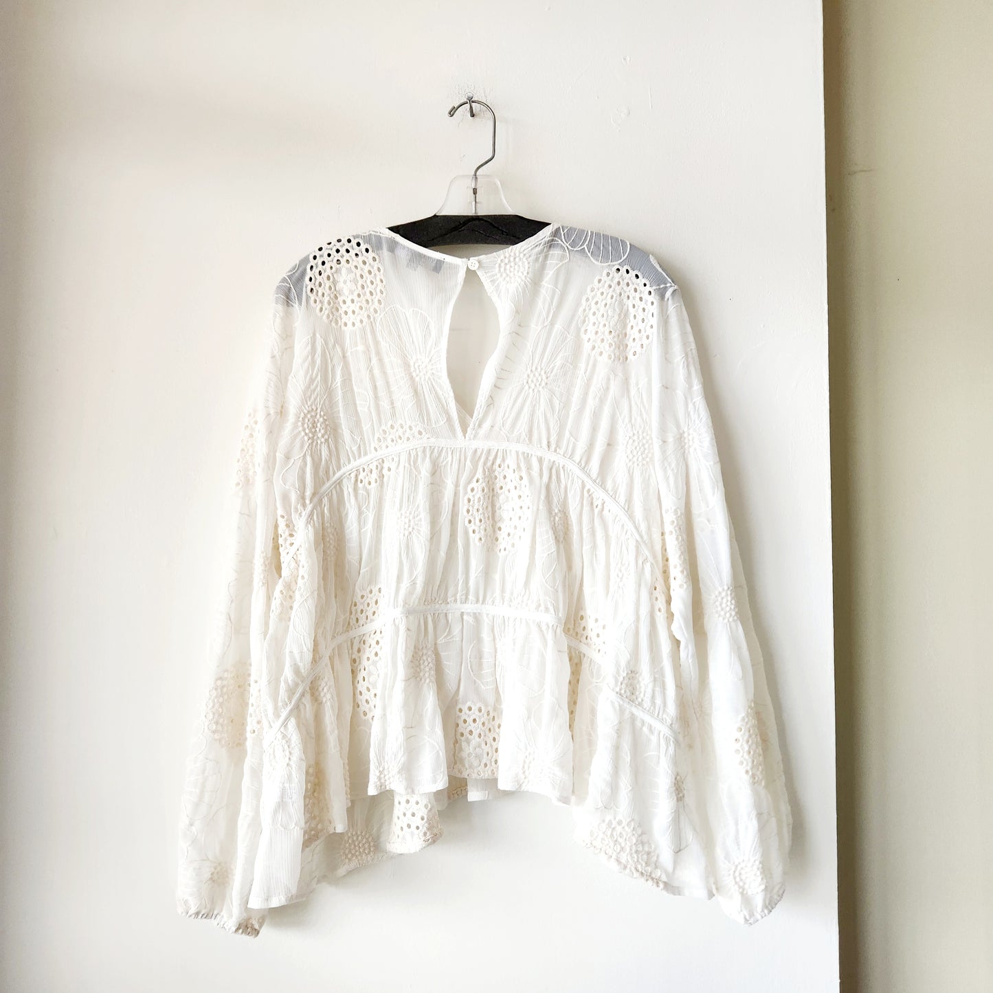 Central Park West Tiered Flowy Eyelet Top - L