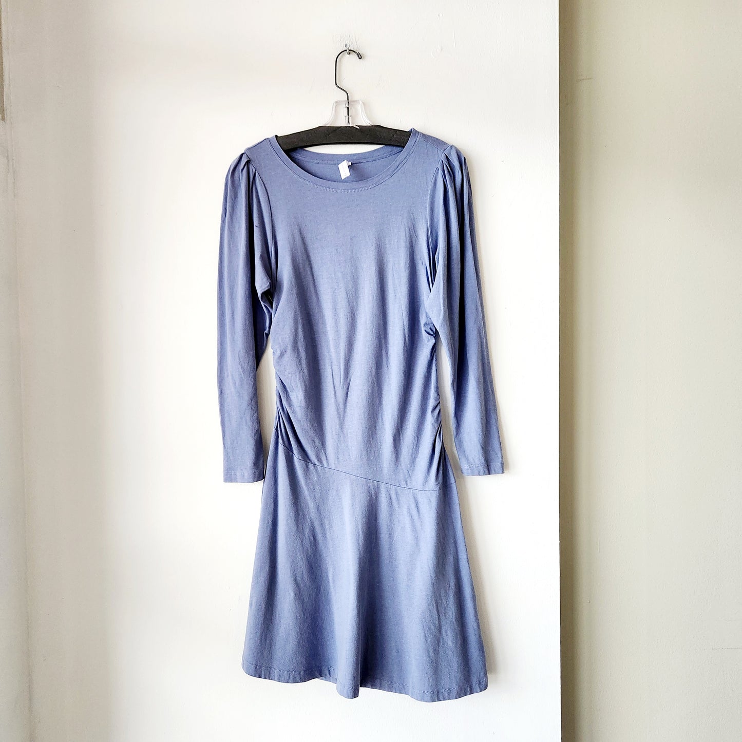 Daily Practice Cotton & Modal Jersey Dress with Asymmetrical Hem & Ruching - S