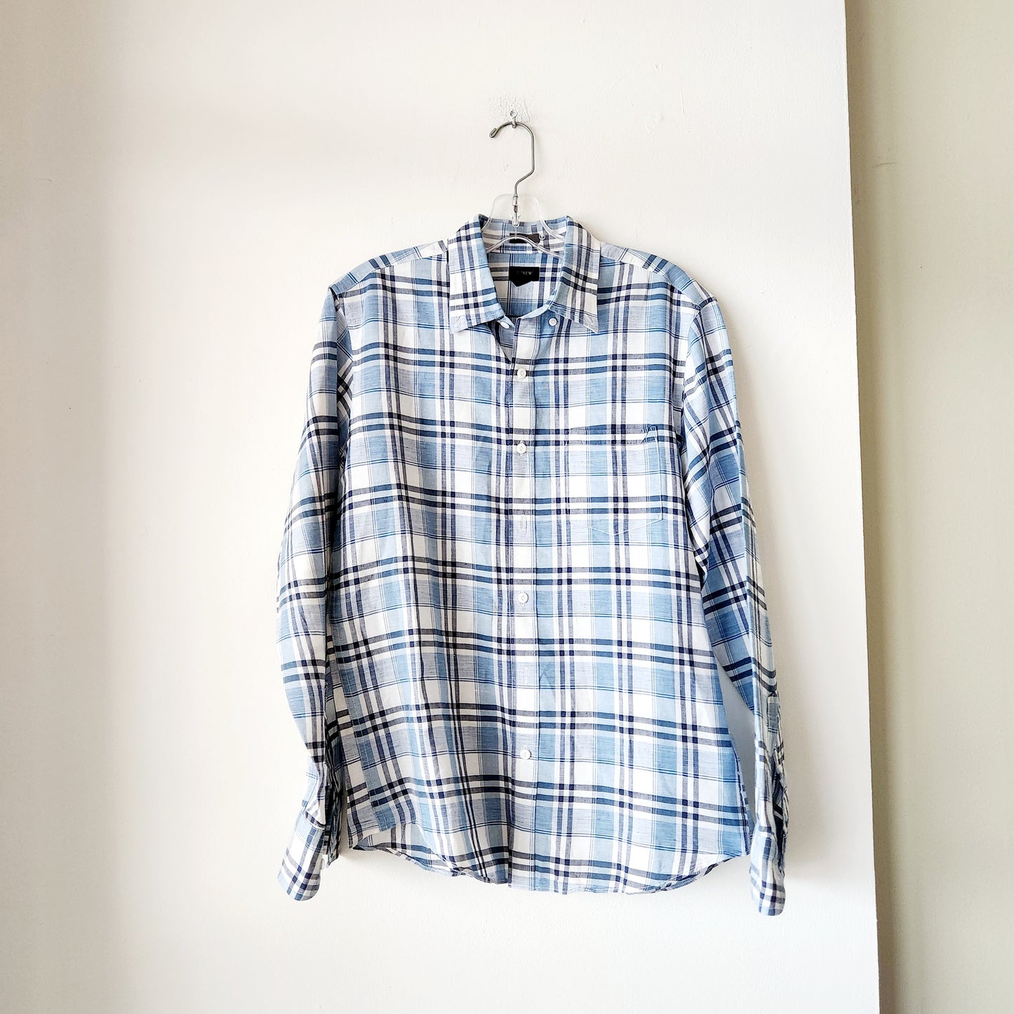 J Crew Linen & Cotton Plaid Button Up Shirt - M