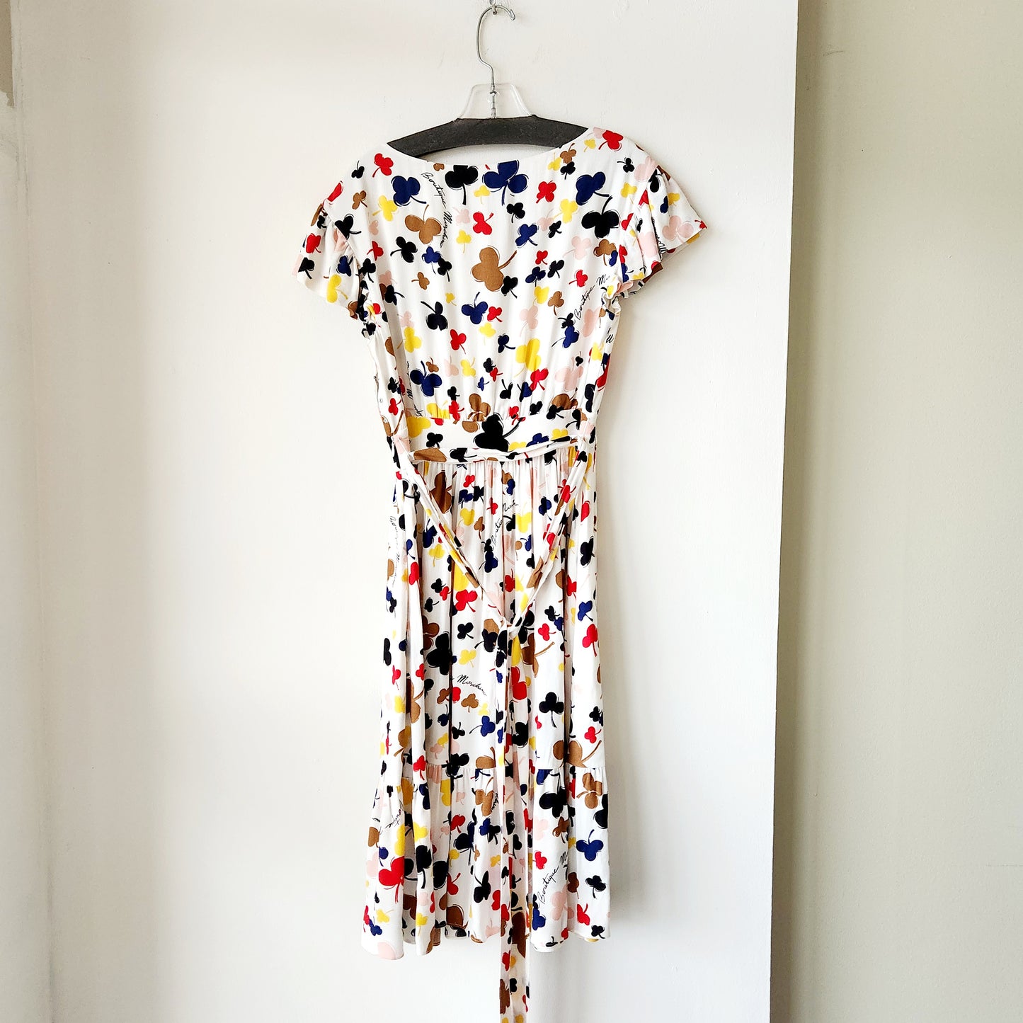Moschino Boutique Pattern Fit & Flare Dress with Flutter Sleeves - approx S/M