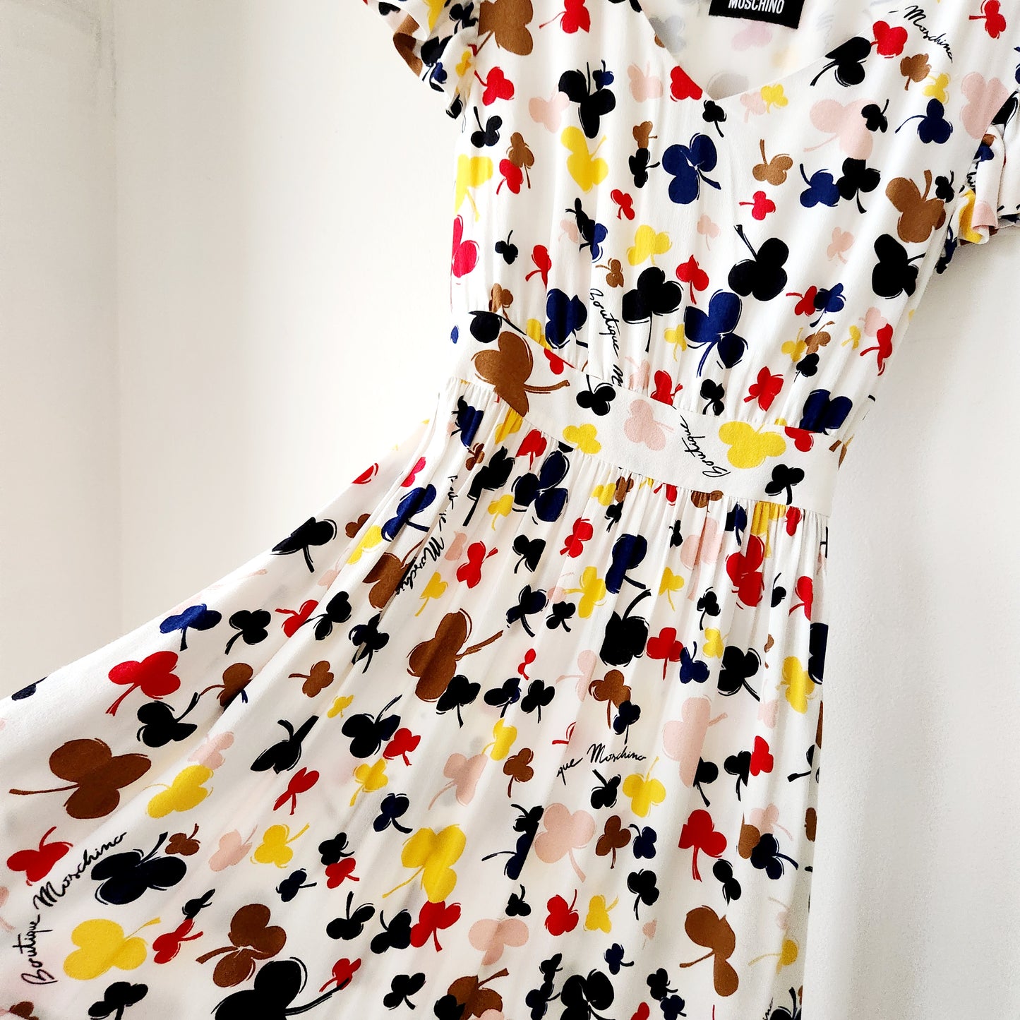 Moschino Boutique Pattern Fit & Flare Dress with Flutter Sleeves - approx S/M
