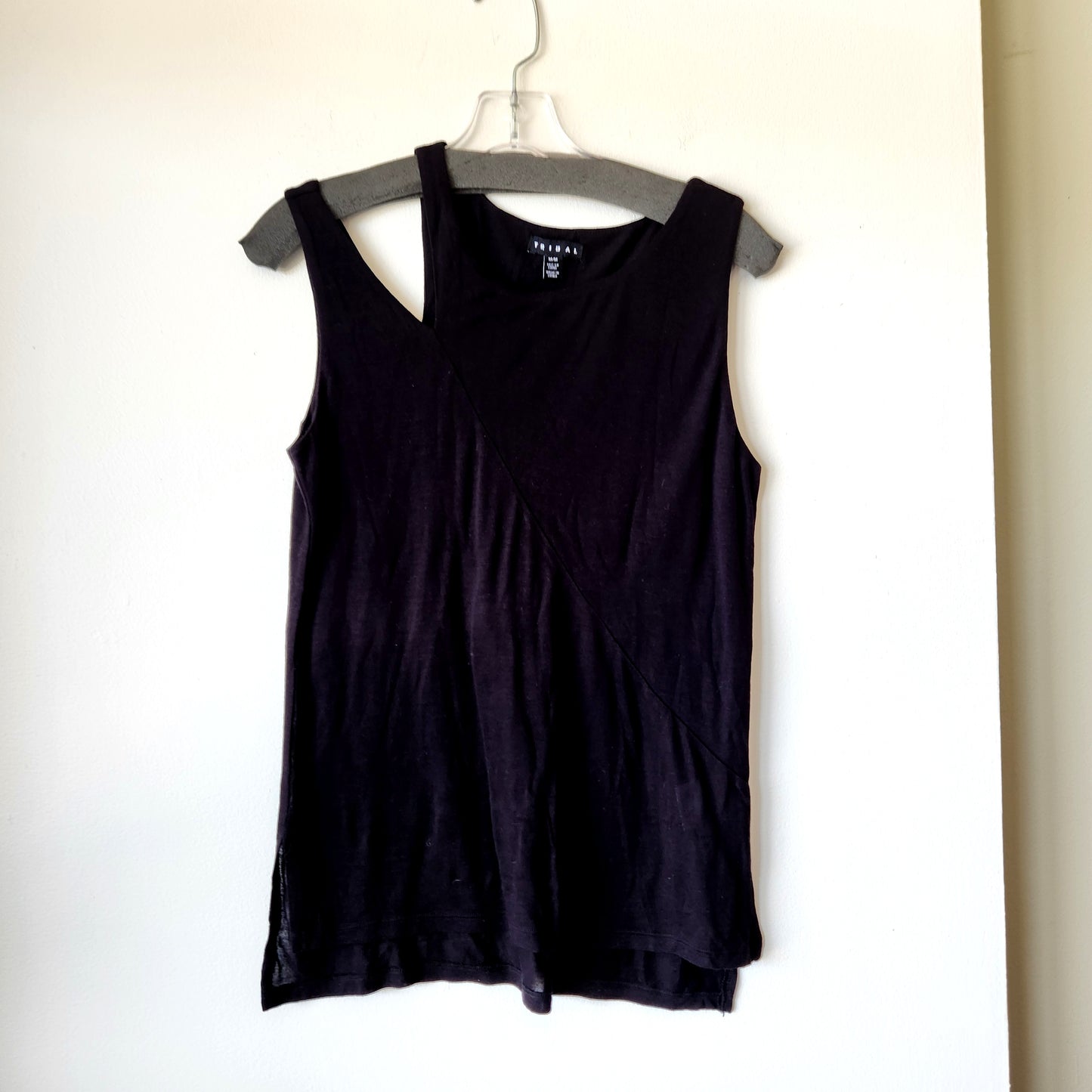 Tribal Black Jersey Tank with Cutout Neckline - M