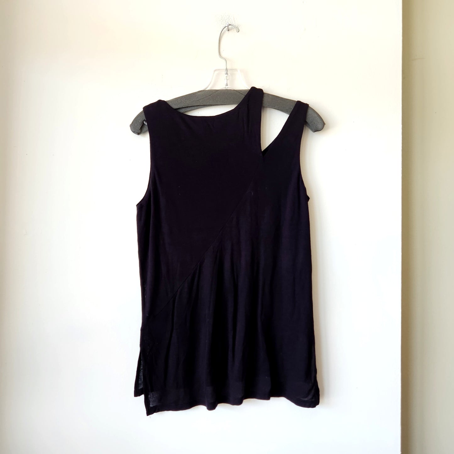 Tribal Black Jersey Tank with Cutout Neckline - M