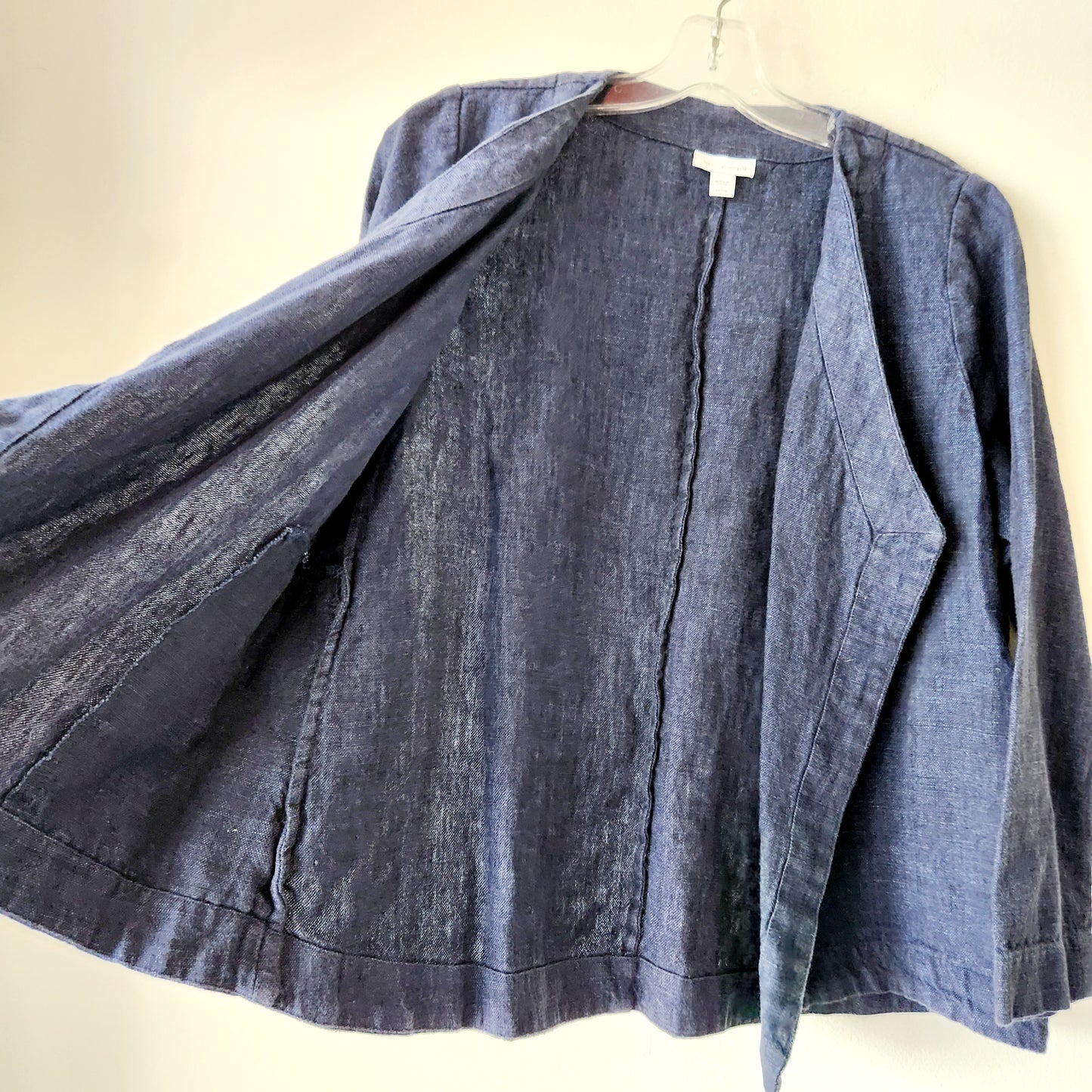 PureJill 100% Linen Navy Open Top - S Petite