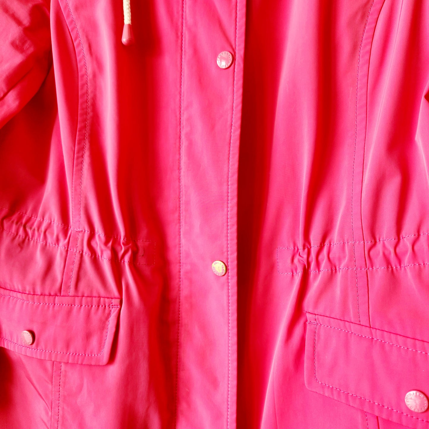 Talbots Hot Pink Raincoat Drawstring Waist Detail - M