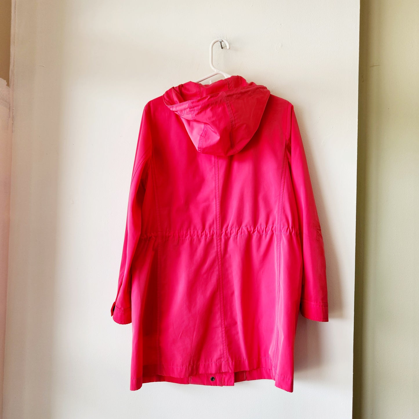 Talbots Hot Pink Raincoat Drawstring Waist Detail - M