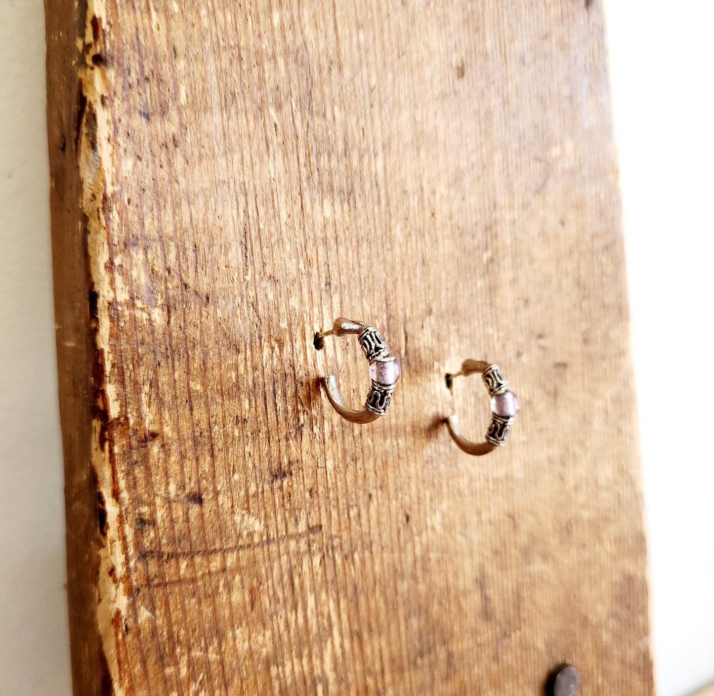 Silvertone Half Hoop Stud Earrings
