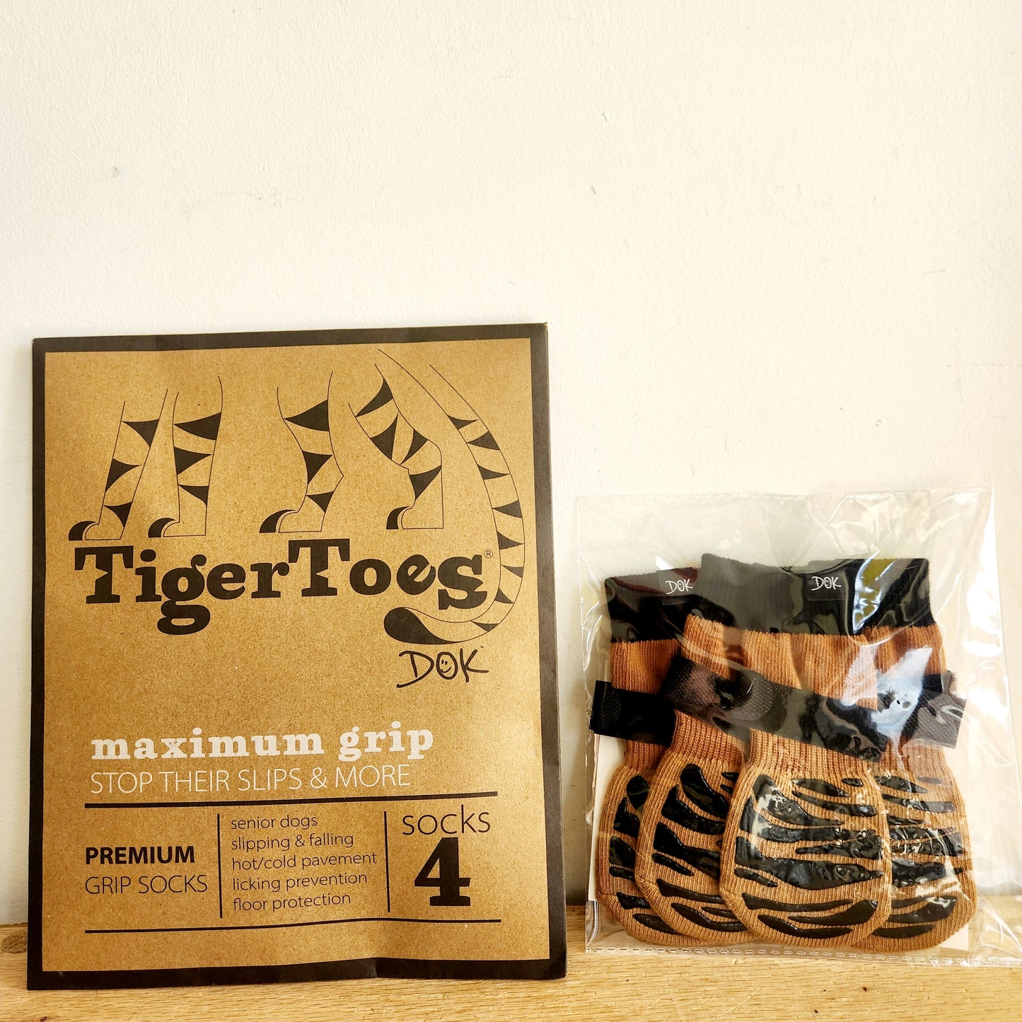 Tiger Toes Premium Non-Slip Socks(4 socks) Size Medium