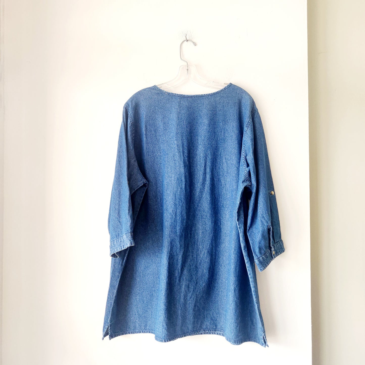 The Vermont Country Store 100% Cotton Denim Pin Tuck Tunic - 2X