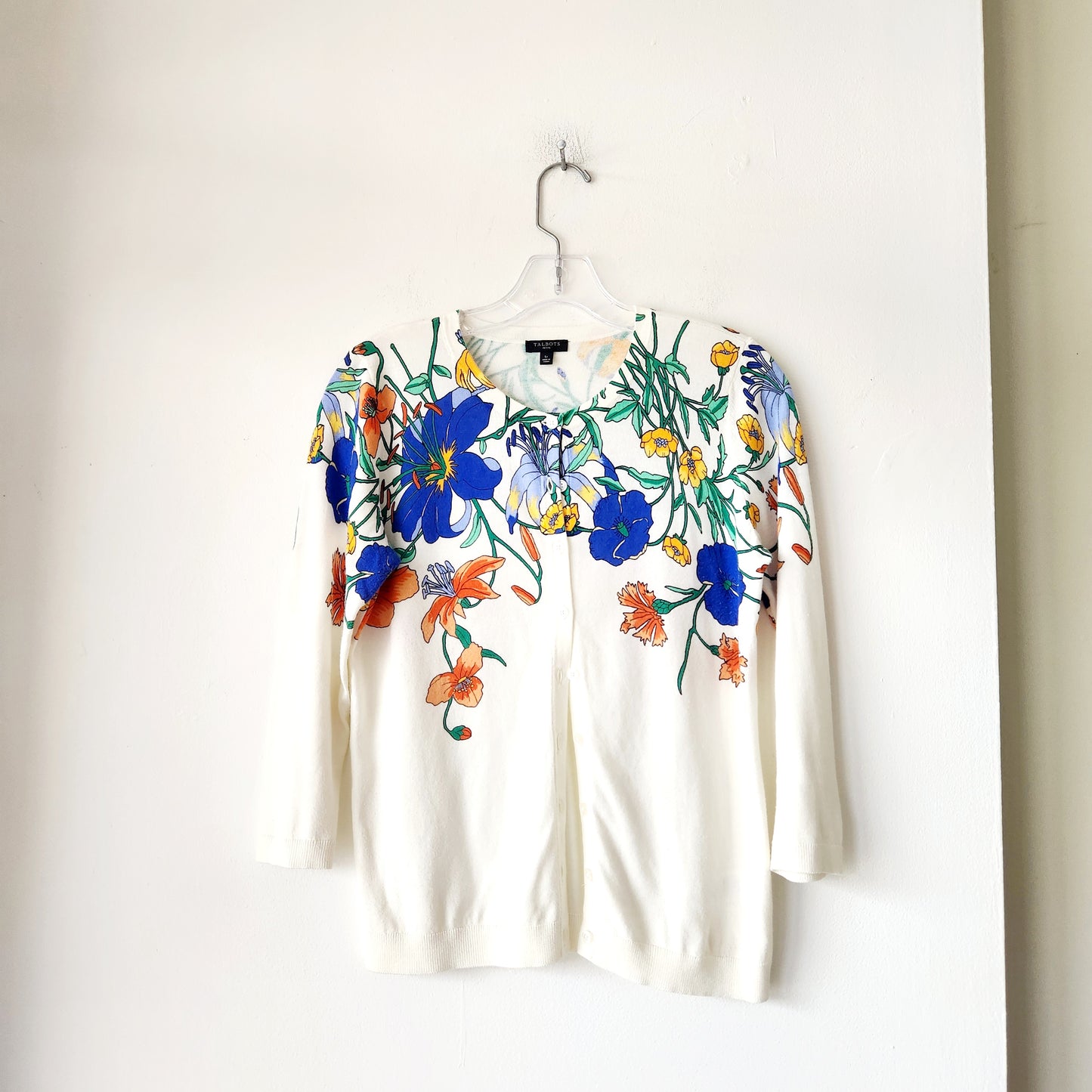 Talbots Lightweight Cardigan with Cascading Flowers - S Petite