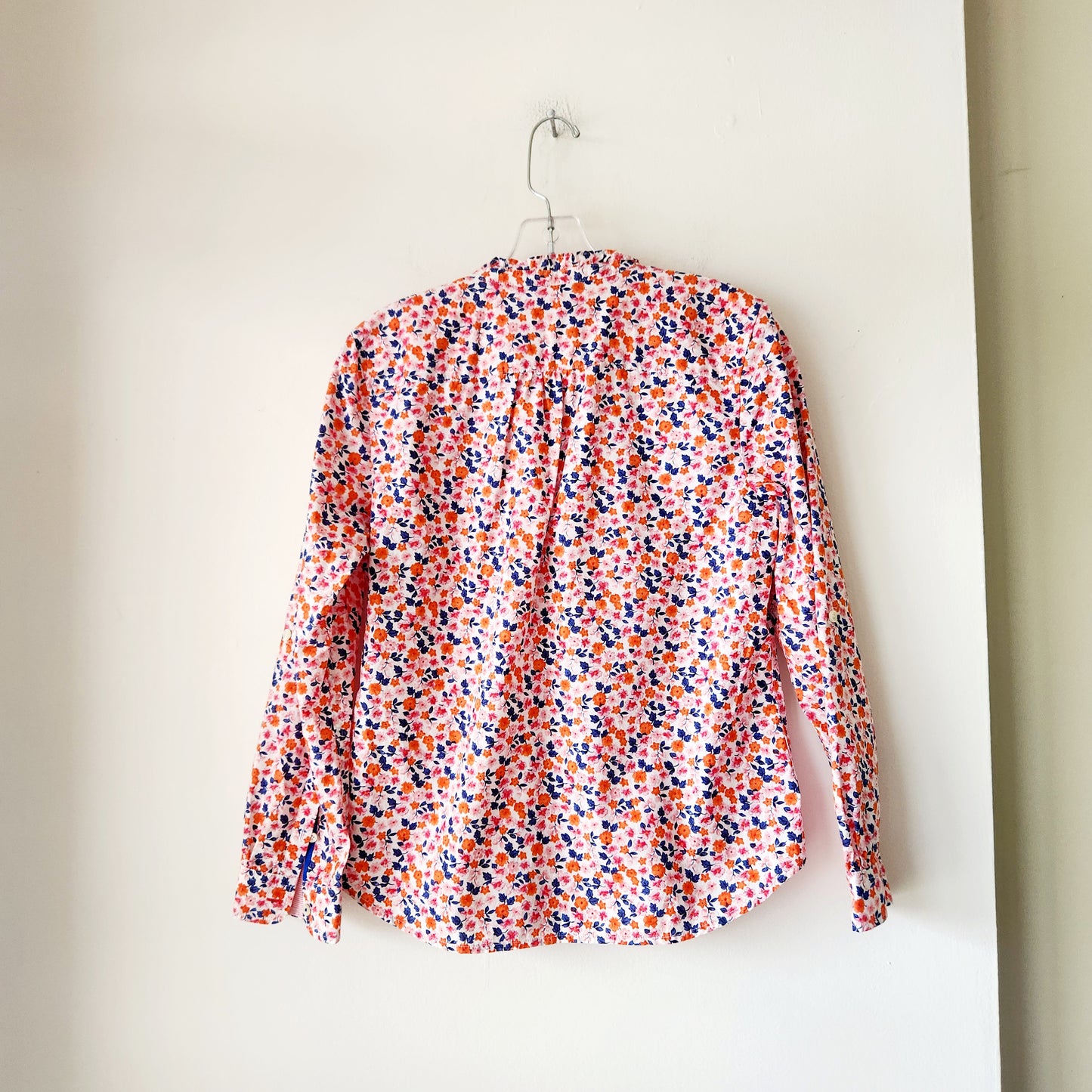 Talbots 100% Cotton Half Button Top with Ruffle Detail - S Petite