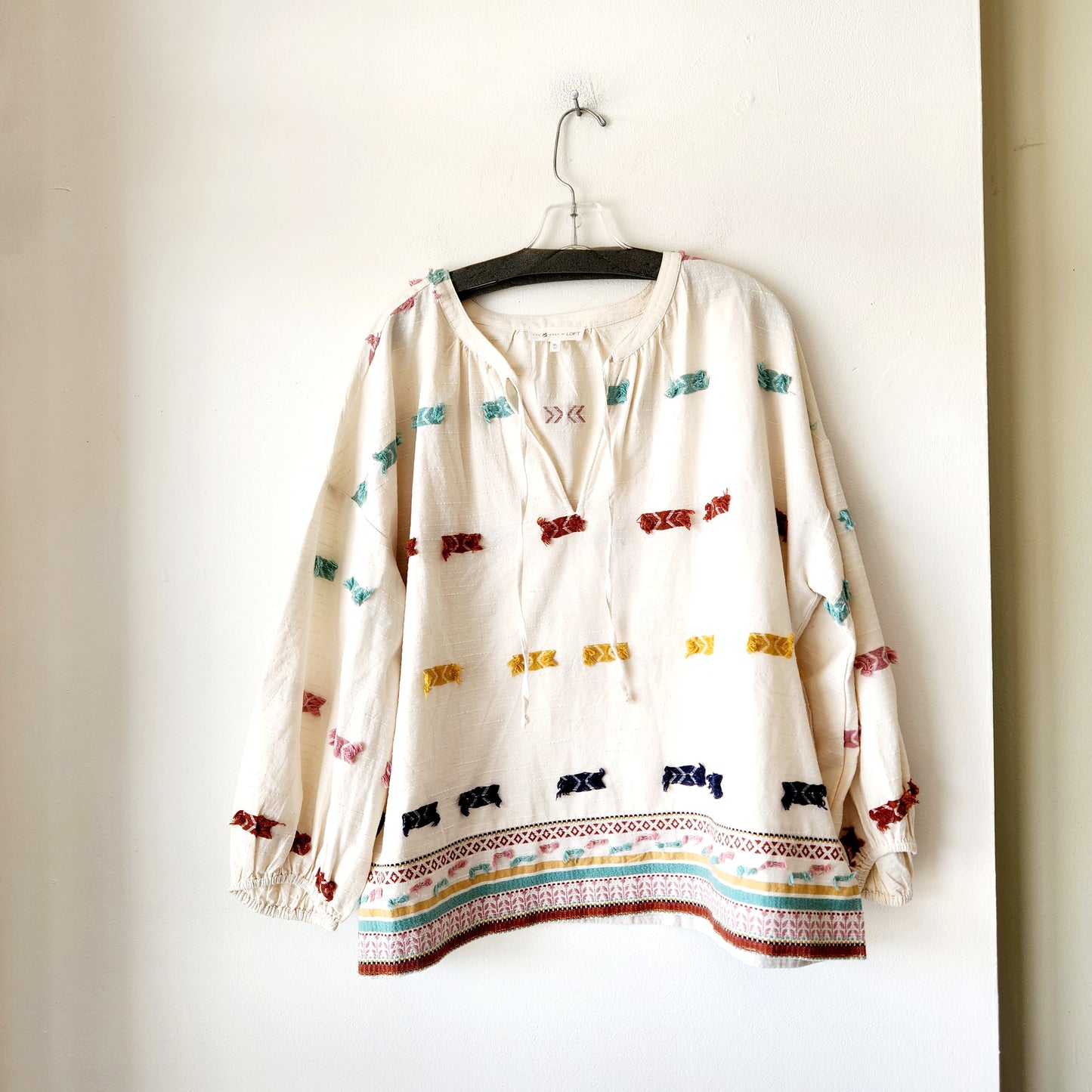 Lou & Grey for LOFT 100% Cotton Top with Embroidery - XL