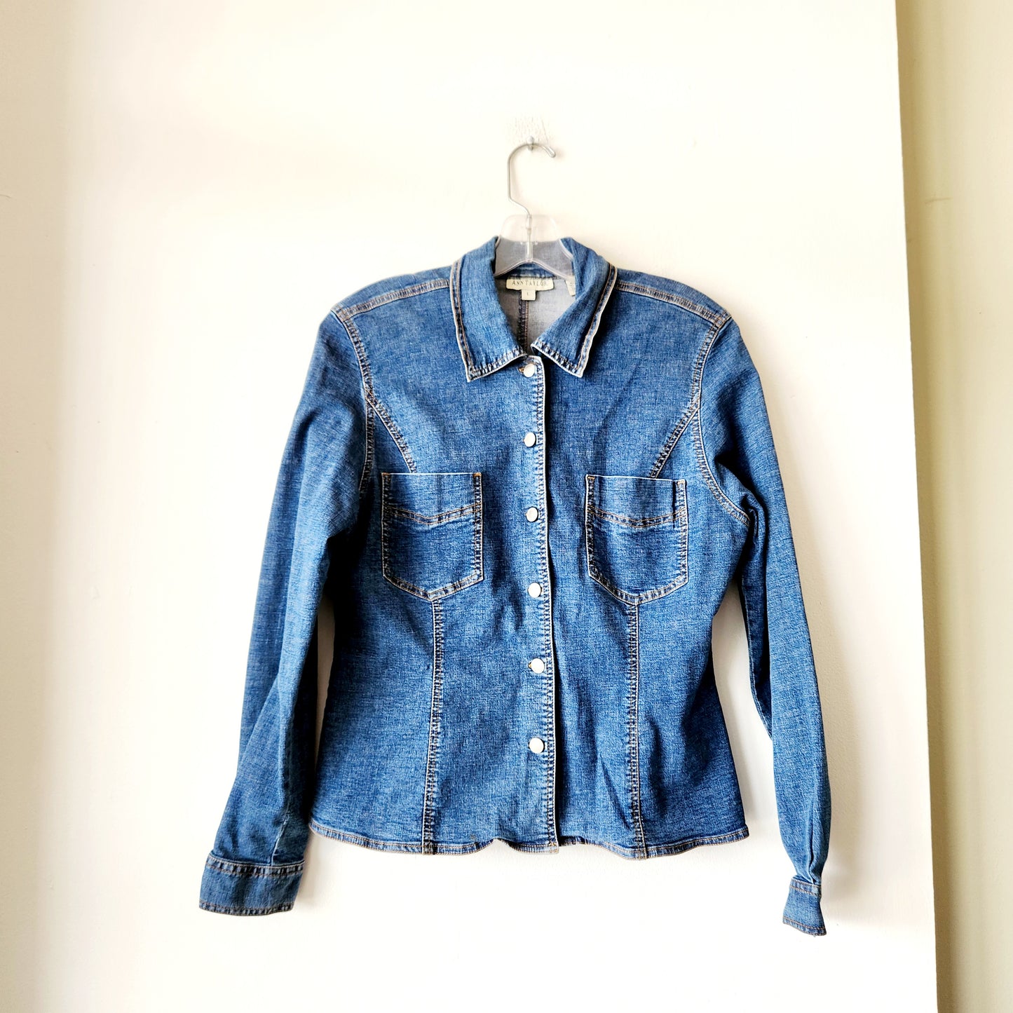 Vintage 90s Ann Taylor 100% Cotton Slim Fit Denim Shirt - L