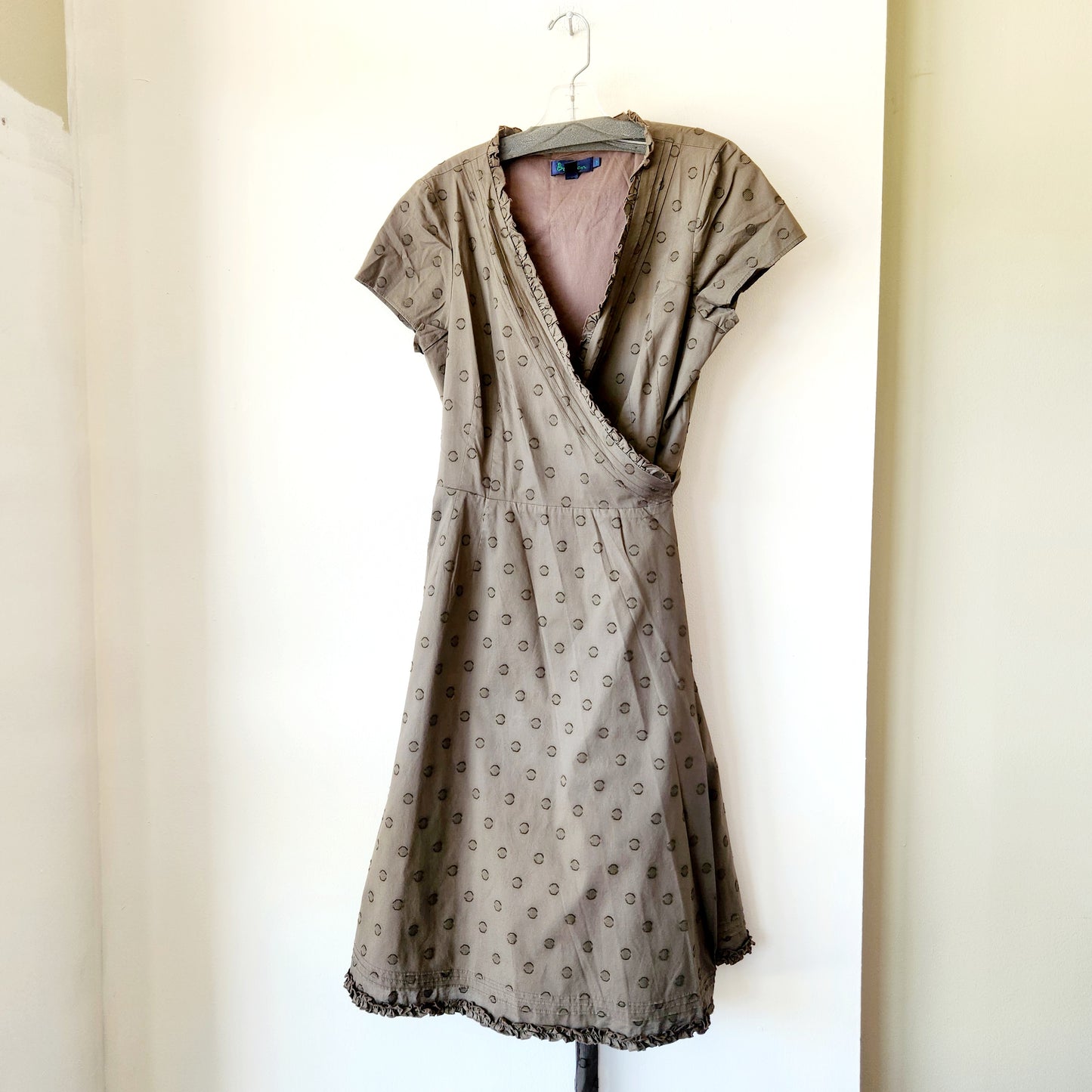 Boden 100% Cotton Eyelet Wrap Dress - size 14R