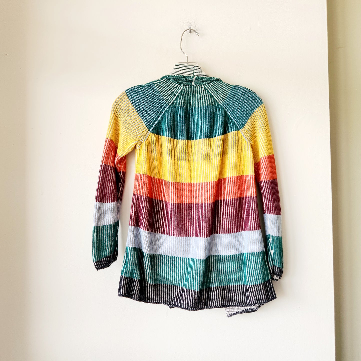 Lands End Rib Knit Multicolor Open Cardigan - XS Petite