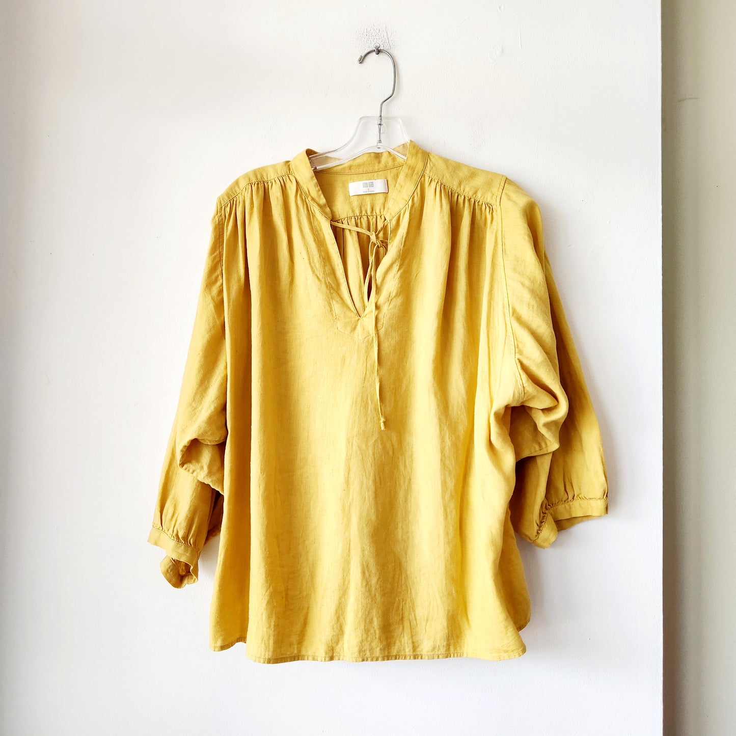 Uniqlo Linen Blend Top with Neck Tie - L