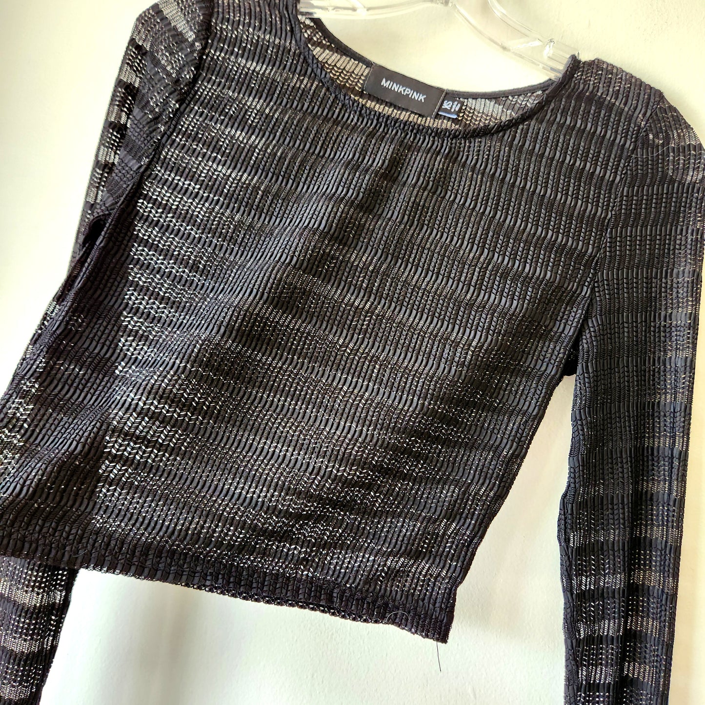 MinkPink Black Semisheer Crop Top - XS