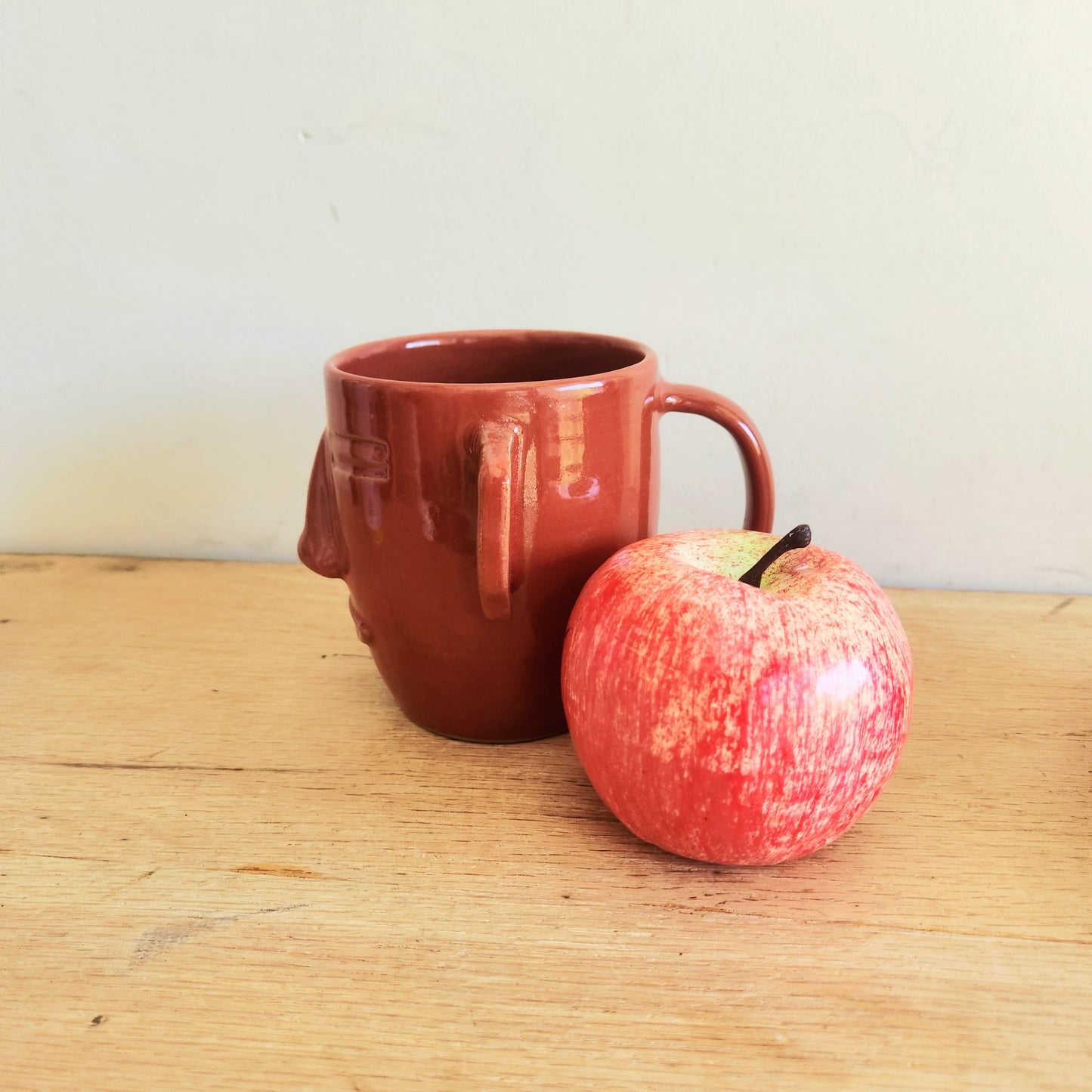 Terracotta Folk Art Face Mug