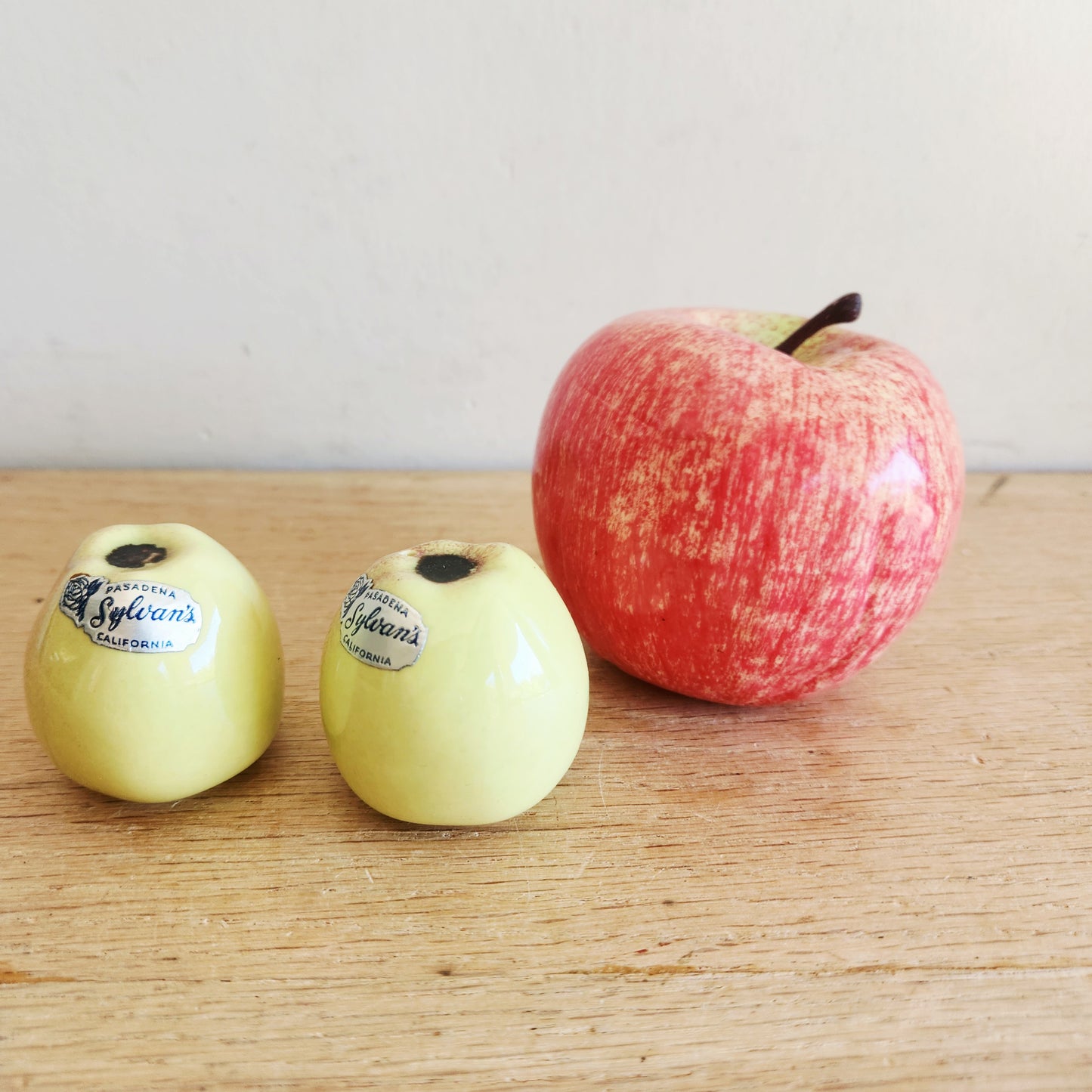 Vintage Small 1.5" Ceramic Apple Salt and Pepper Shaker Set
