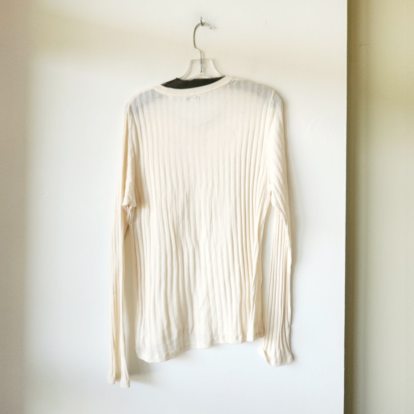 Vince. Ivory Lightweight Rib Knit Top - XL