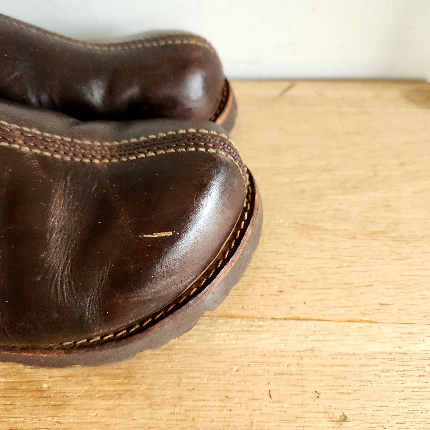 Simple Brown Leather Slip On Clogs - size 9.5