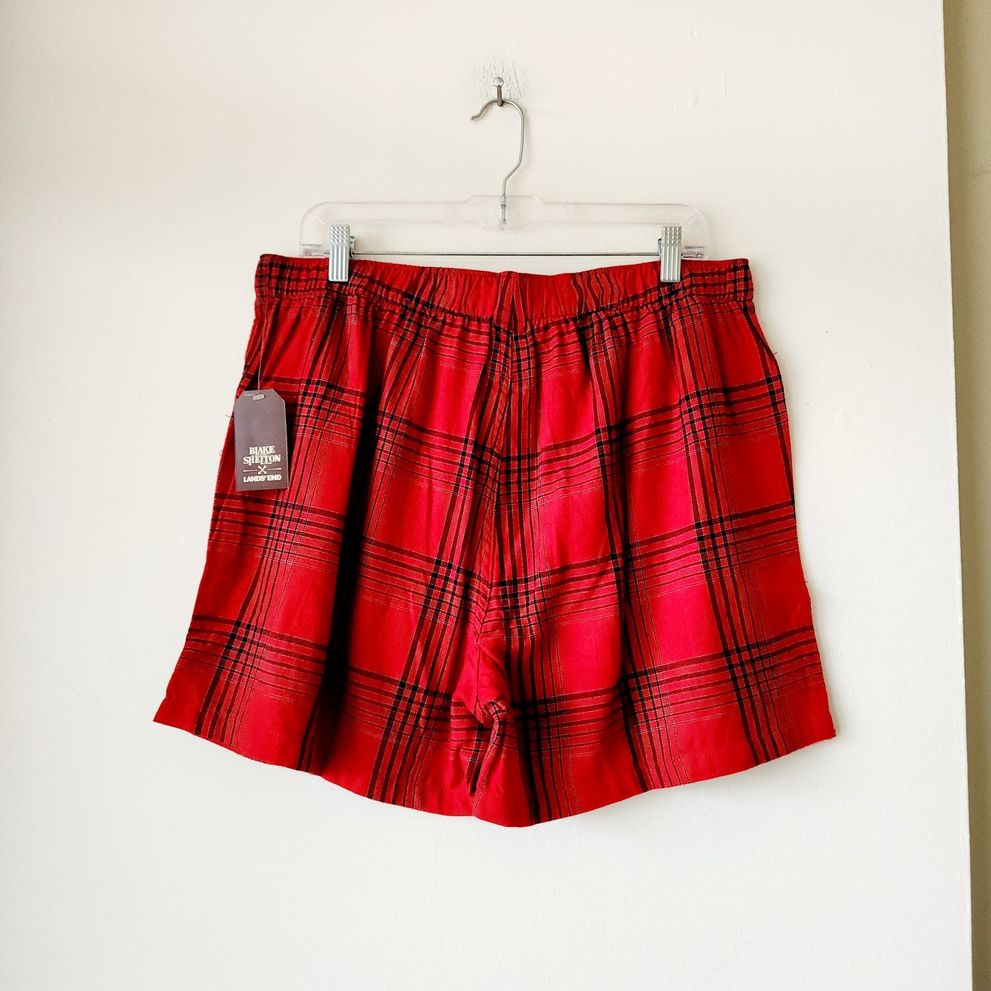 Blake Shelton x Lands' End 100% Cotton Plaid Flannel Sleep Shorts - Men's L - New