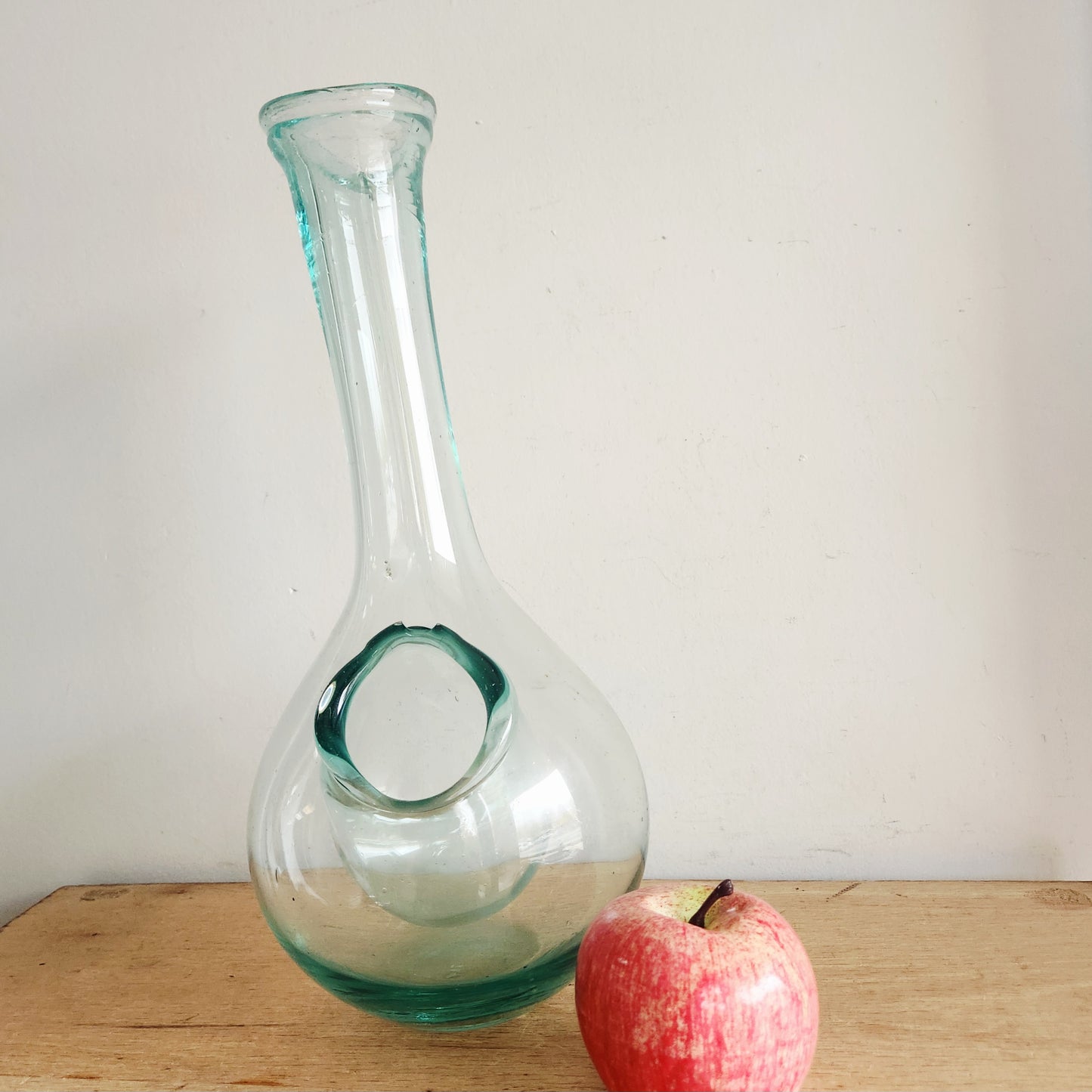 Vintage Green Glass Wine Decanter with Ice Pocker 17"H