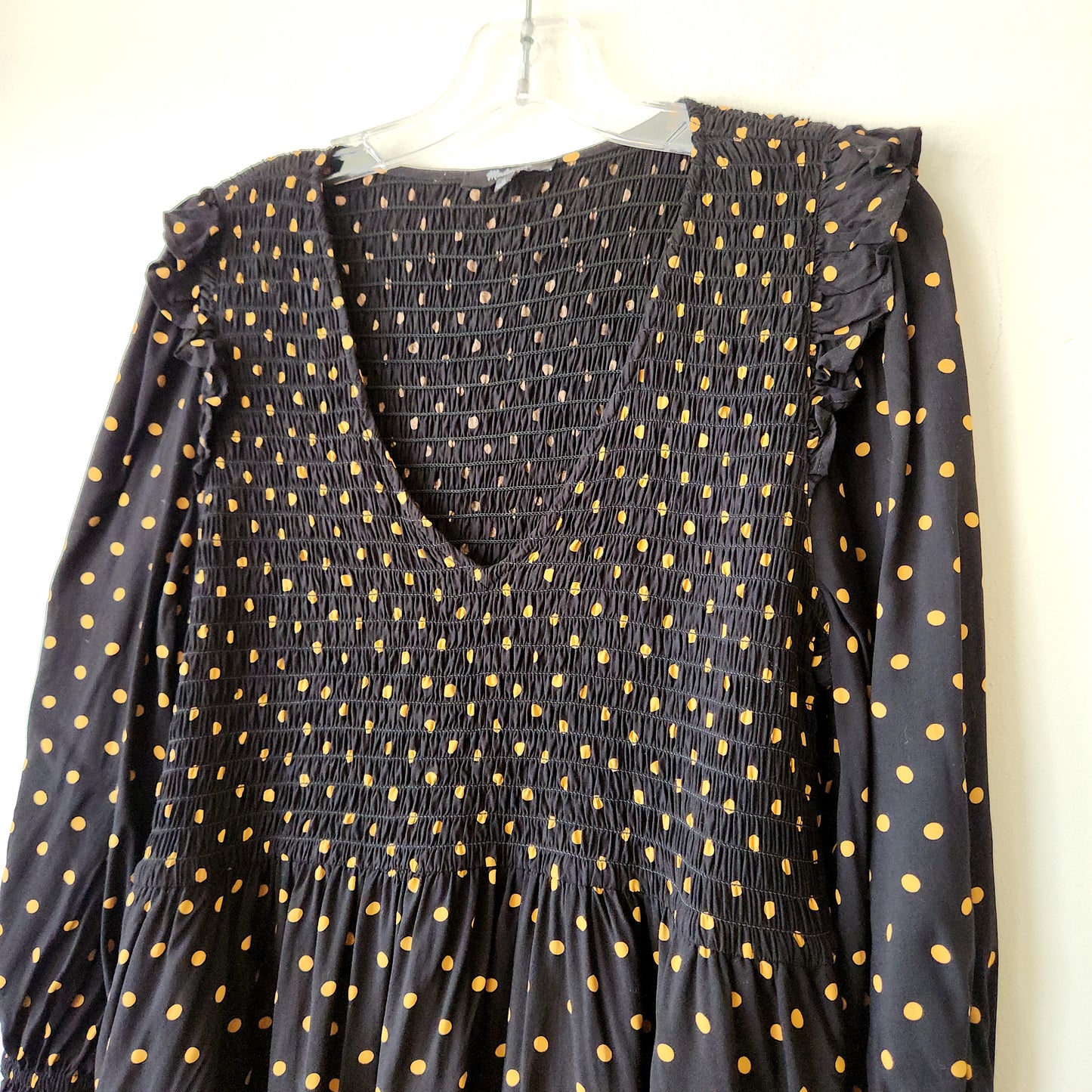 Madewell Polka Dot Dress with Smocked Top - M