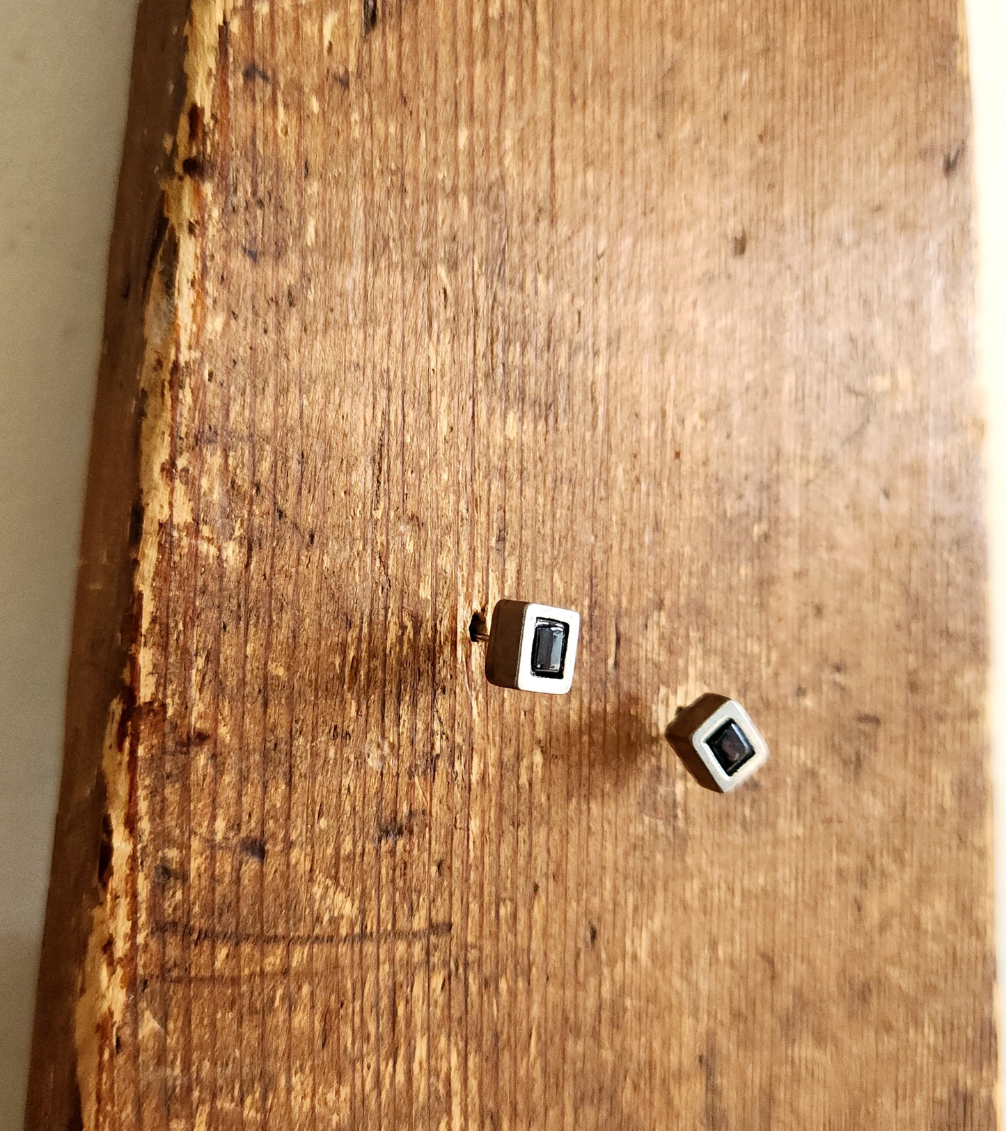 Silvertone Square Studs
