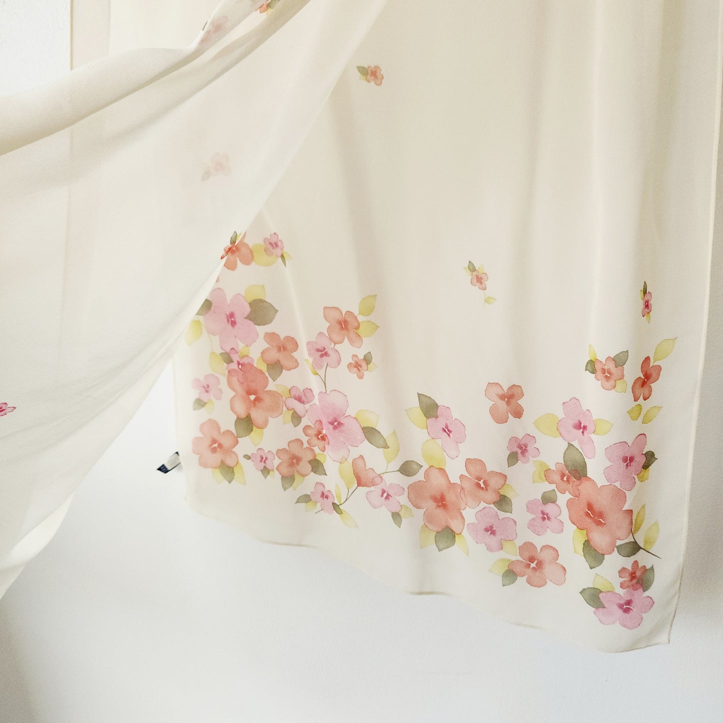 Ann Taylor 100% Silk Semisheer Flowers Scarf