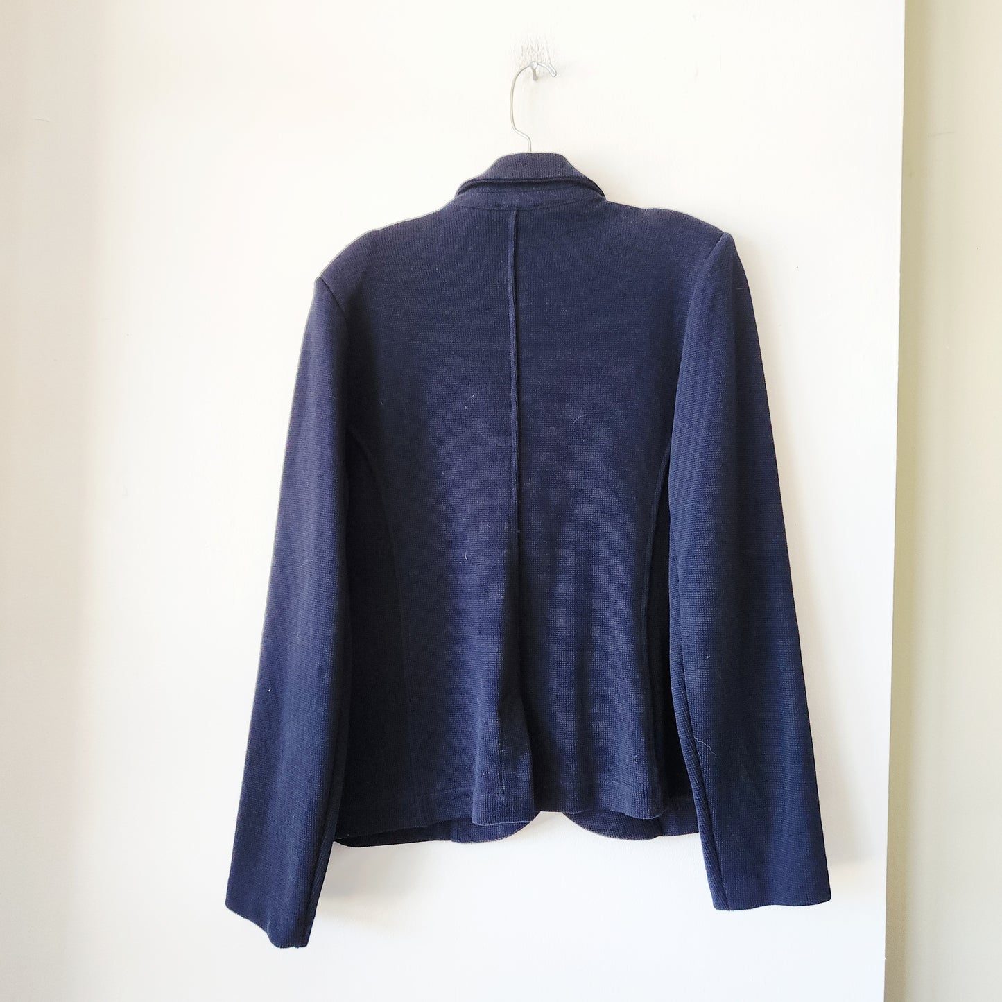 Whistles Navy Knit Slim Blazer - size 12 - New