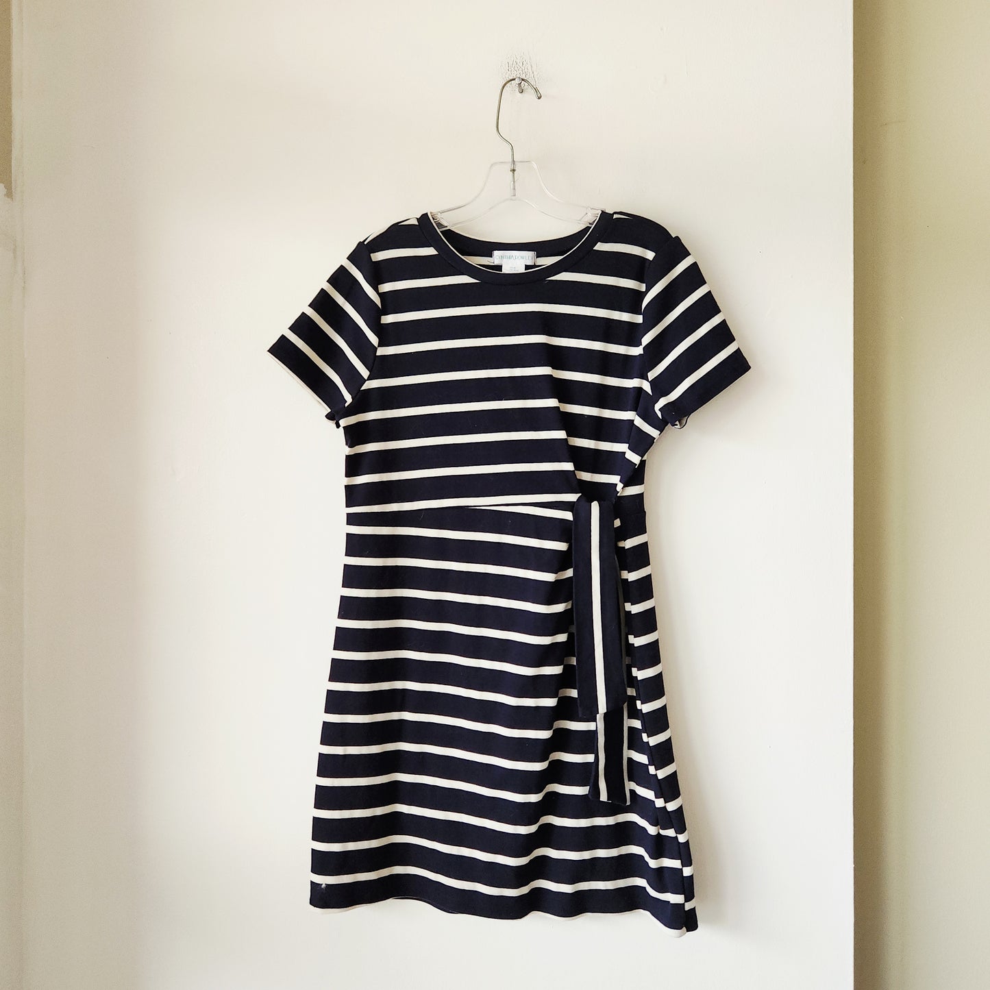 Cynthia Rowley Navy Striped Dress with Side Tie - M