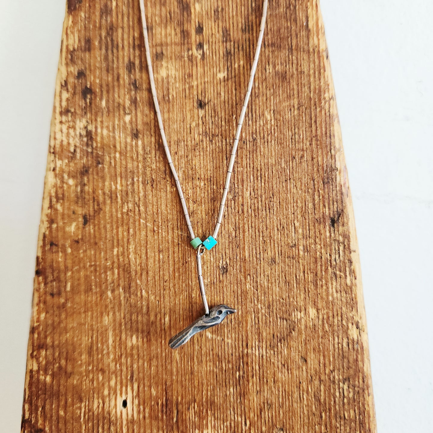Silvertone Necklace with Bird