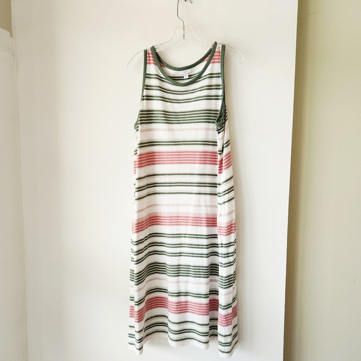 J Jill Cotton Jersey Striped Sleeveless Dress - L Tall