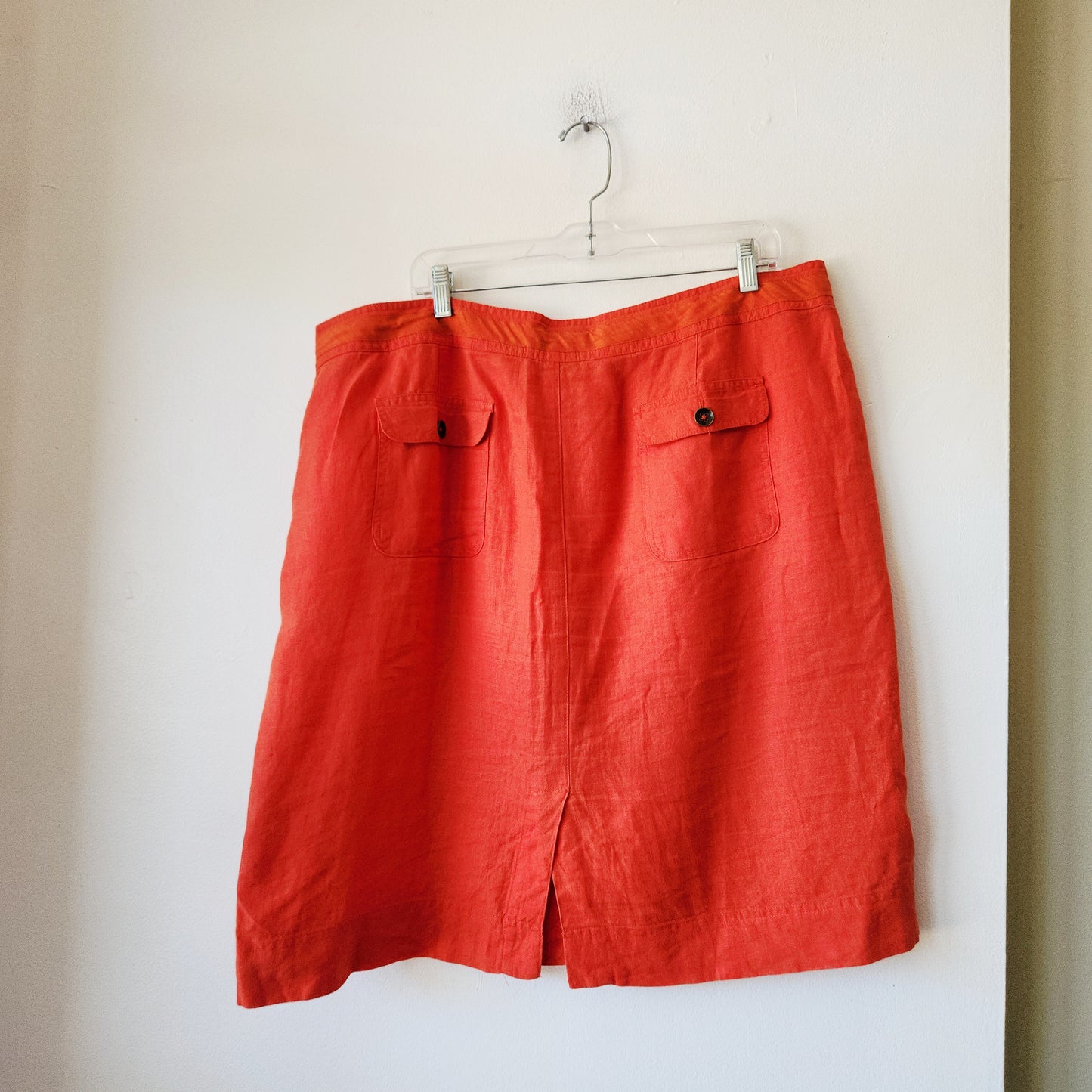 Talbots Pure Irish Linen Bright Orange Skirt - size 18