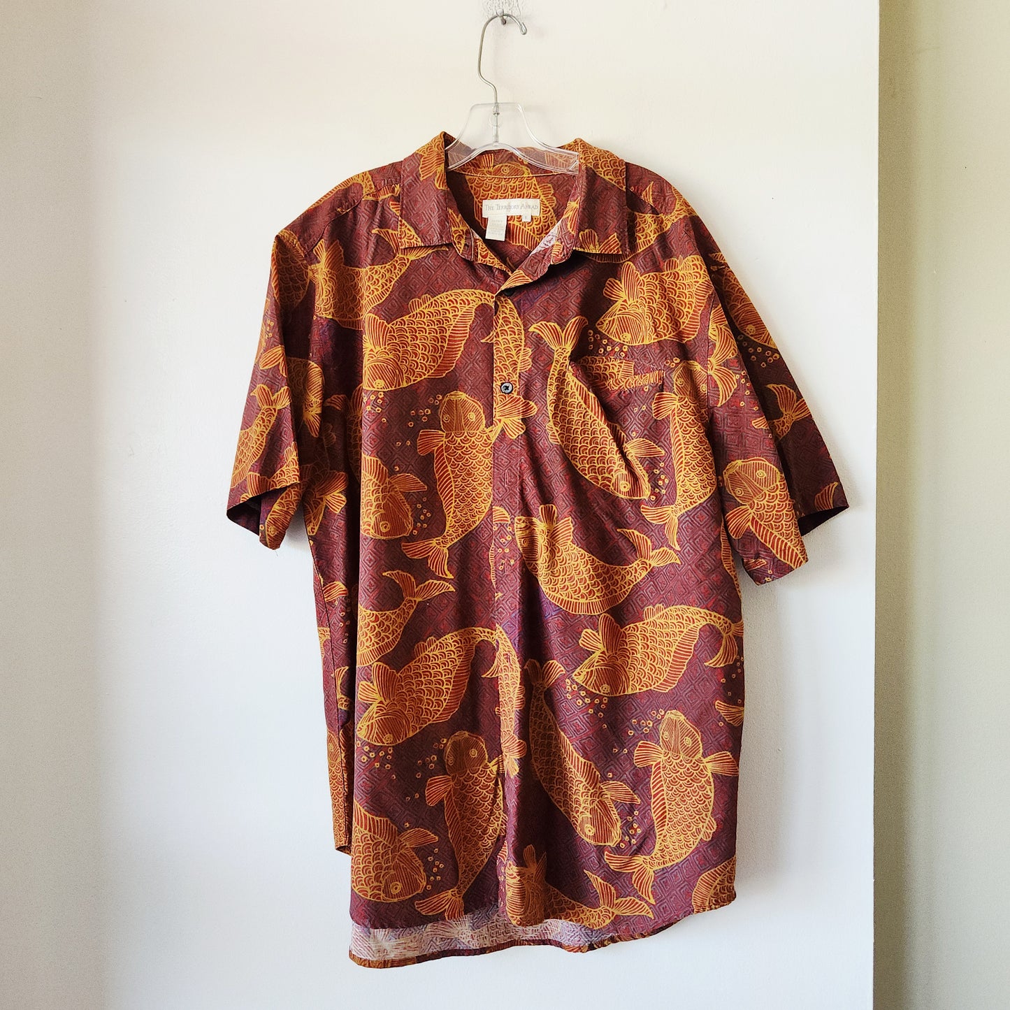 The Territory Ahead Silk & Cotton Fish Motif Button Up Shirt - XL