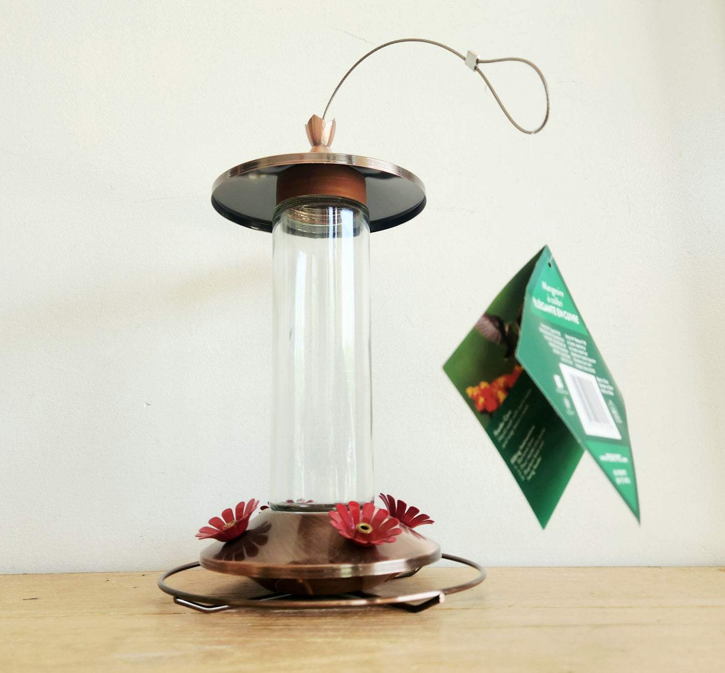 Perky Pet Copper Glass Hummingbird Feeder 12" NEW