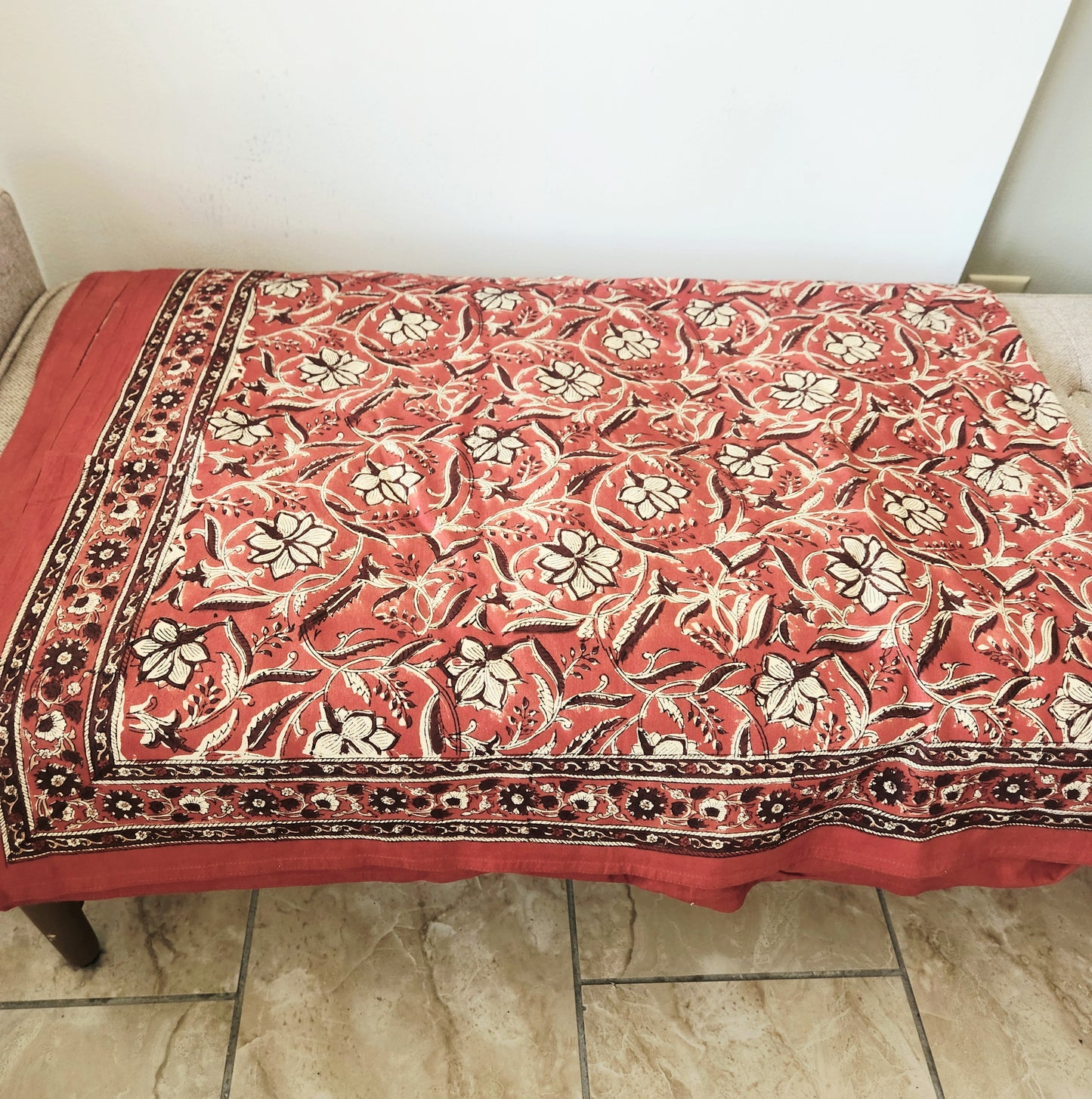 Fabindia Handblock Print Tablecloth 59" x 106" NWT