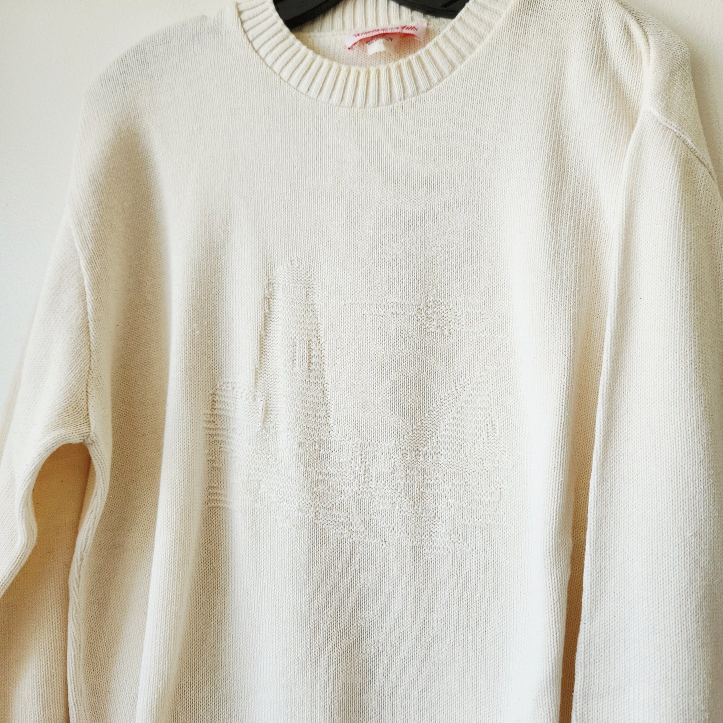 Vintage Fall River Knitting Mills 100% Cotton Sweater with Lighthouse Motif - L