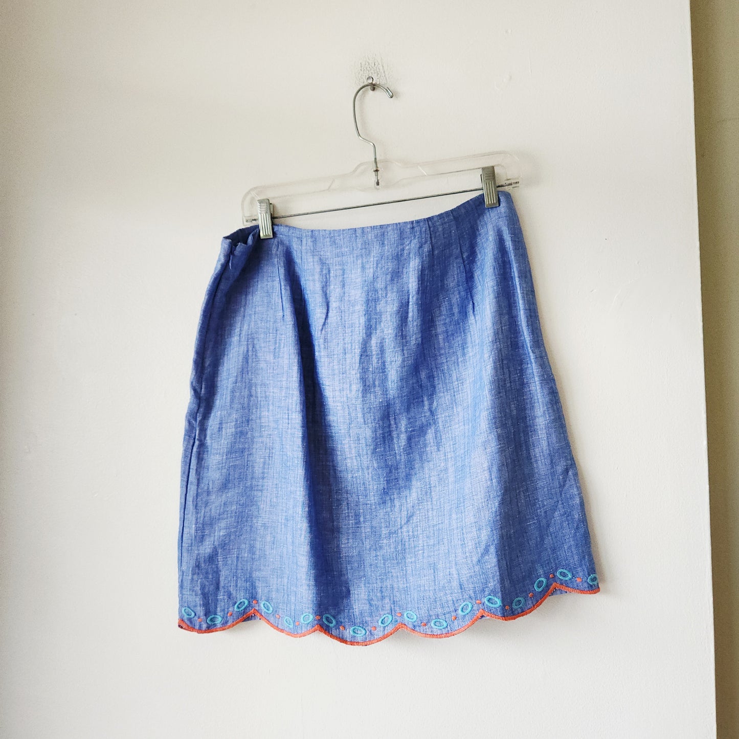 Talbots Linen & Cotton Skirt with Embroidery - size 8 Petite